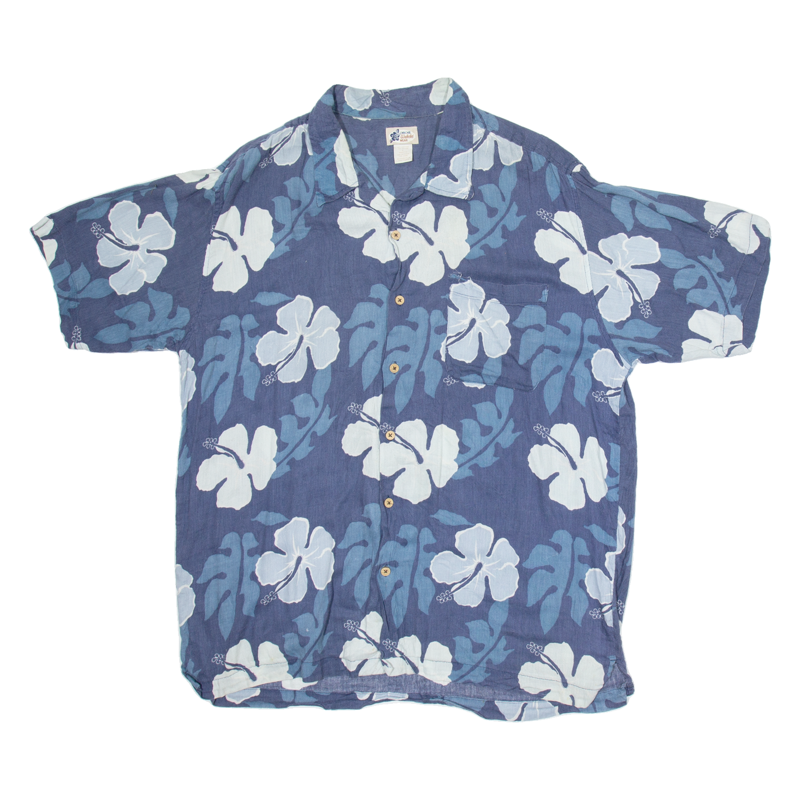 CHEROKEE WAIKIKI Mens Hawaiian Shirt Blue Floral L Refurbished - N/A refurbished available on Cerqular
