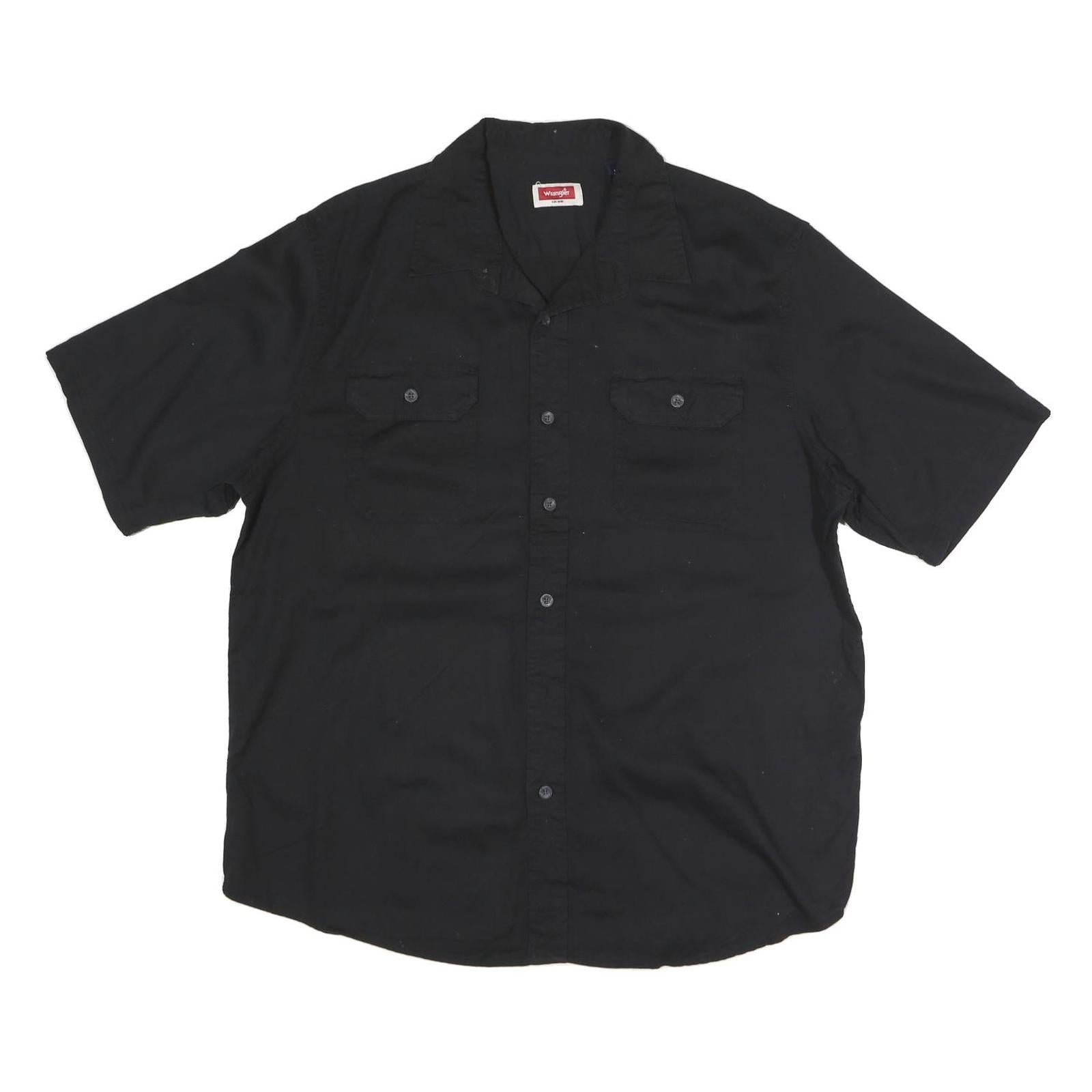 WRANGLER Mens Black Cotton Shirt L Short Sleeve Button Pocket Casual Refurbished - N/A refurbished available on Cerqular