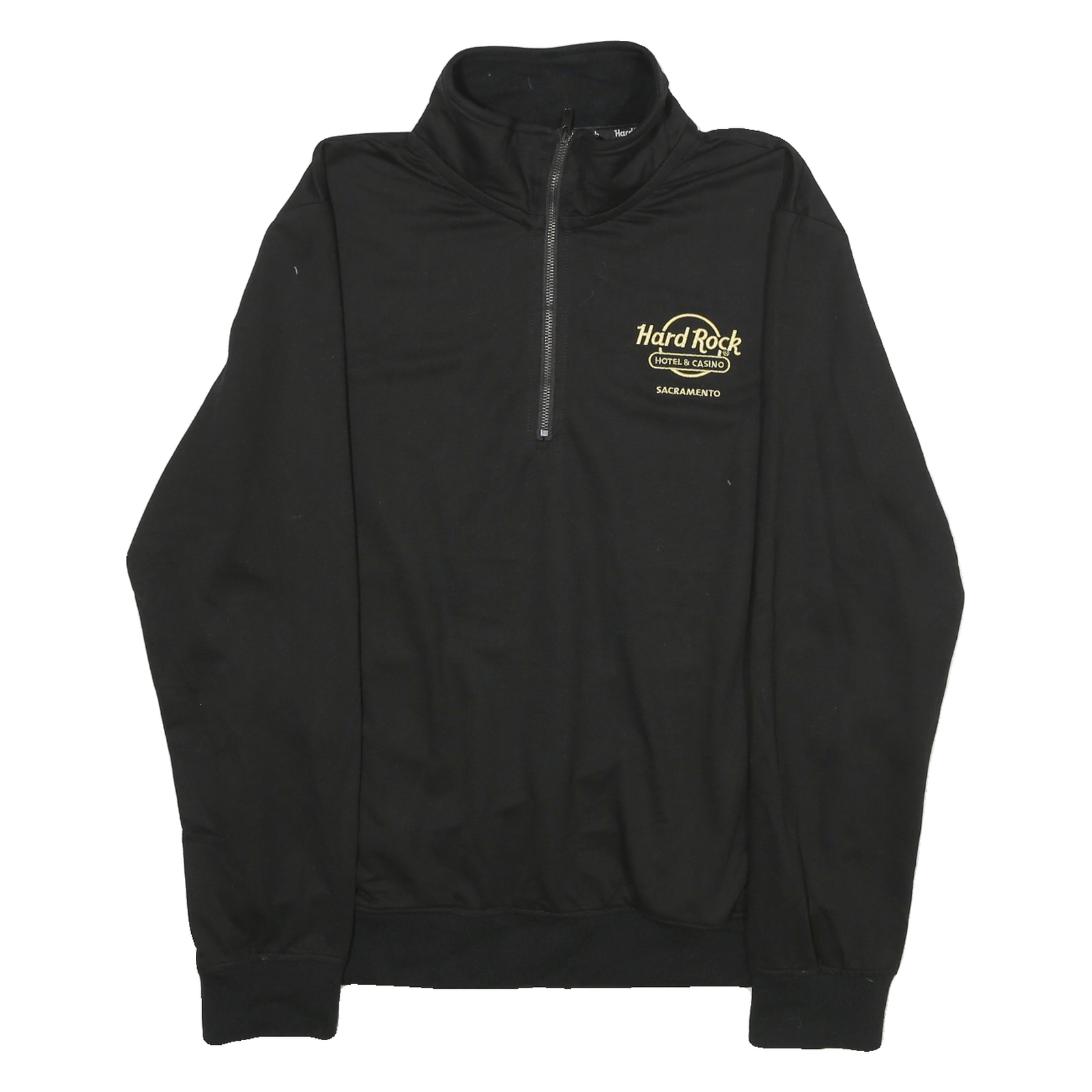 HARD ROCK CAFE Mens Black 1/4 Zip Sweatshirt L Polyester Blend Pullover Refurbished - N/A refurbished available on Cerqular