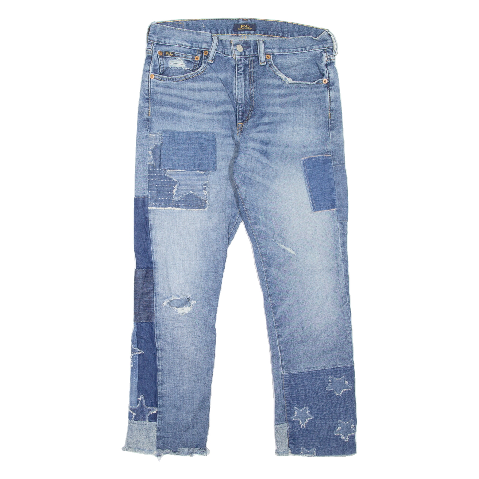 POLO RALPH LAUREN Waverly Crop Patchwork Womens Jeans Blue Straight W29 L25 Refurbished - N/A refurbished available on Cerqular