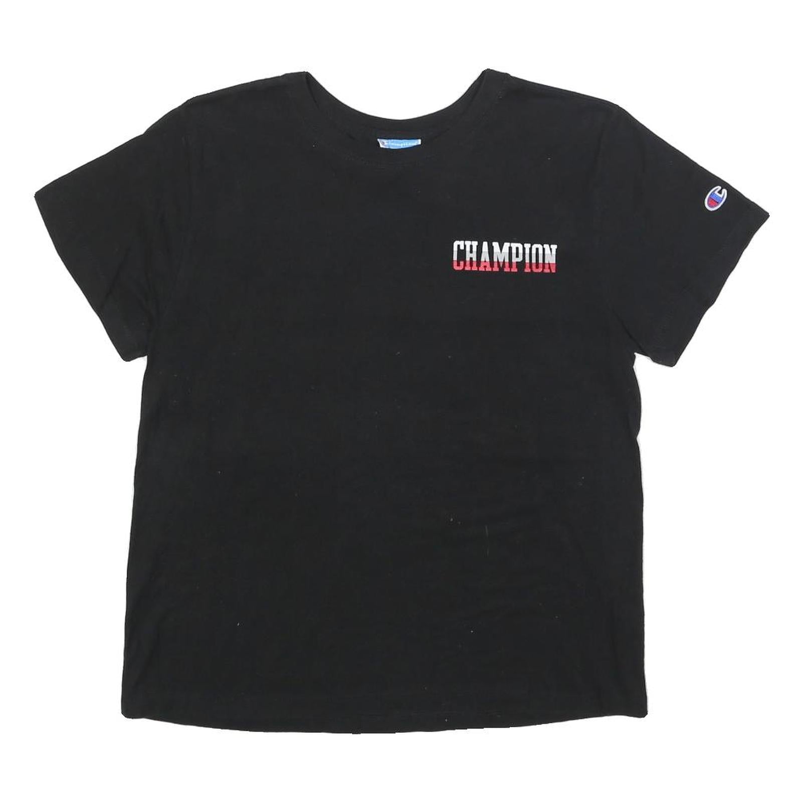CHAMPION Womens Black Graphic T-Shirt L Short Sleeve Crew Neck Sportswear Refurbished - N/A refurbished available on Cerqular