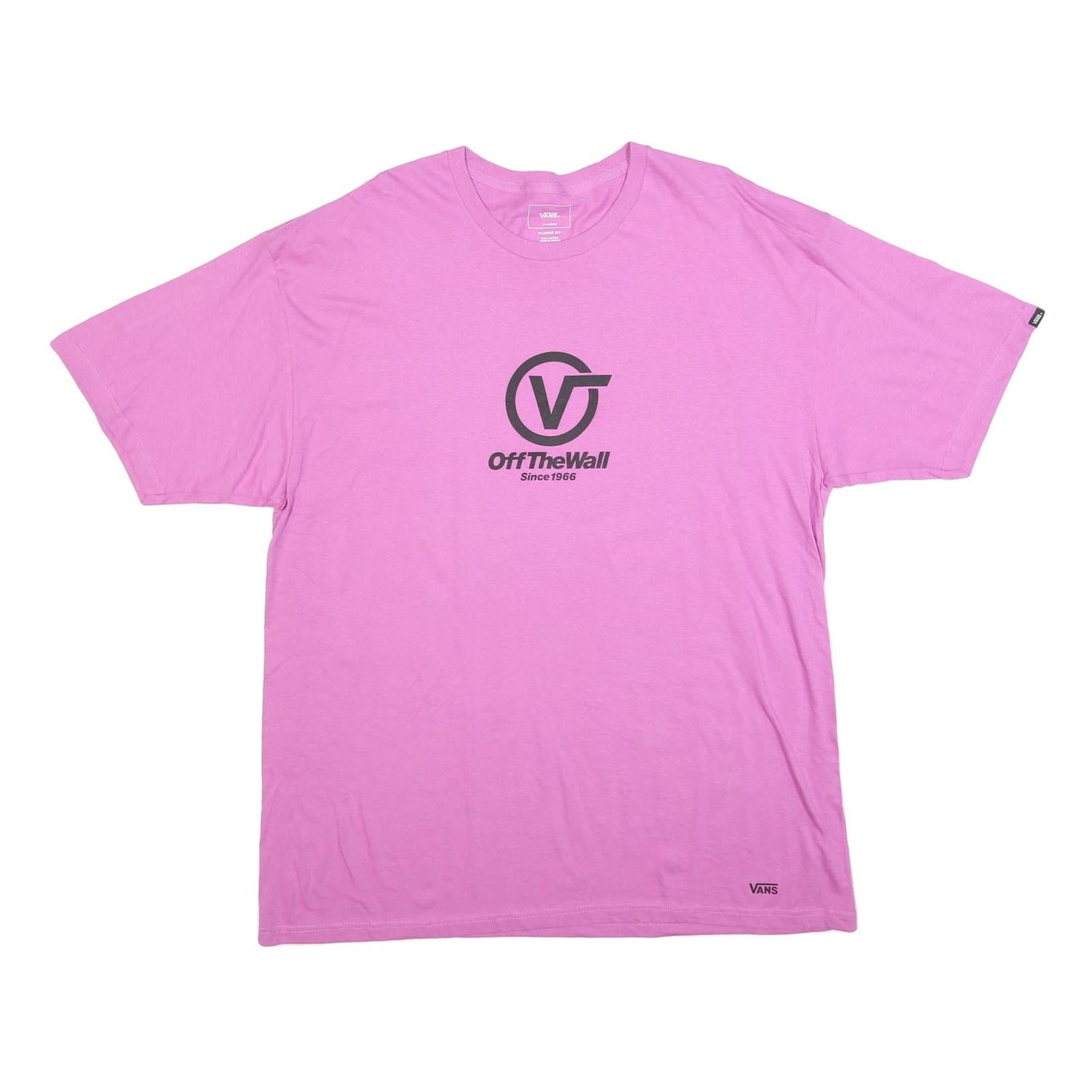 VANS Mens Pink XL Graphic T-Shirt Short Sleeve Crew Neck Off The Wall Logo Refurbished - N/A refurbished available on Cerqular