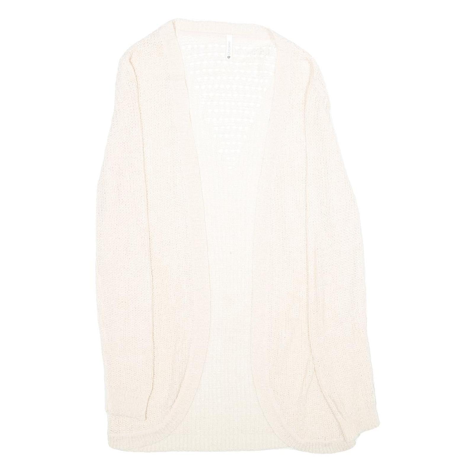 CHICOREE Womens Cream Open Front Plain Knit Pullover Jumper M Soft Casual Refurbished - N/A refurbished available on Cerqular