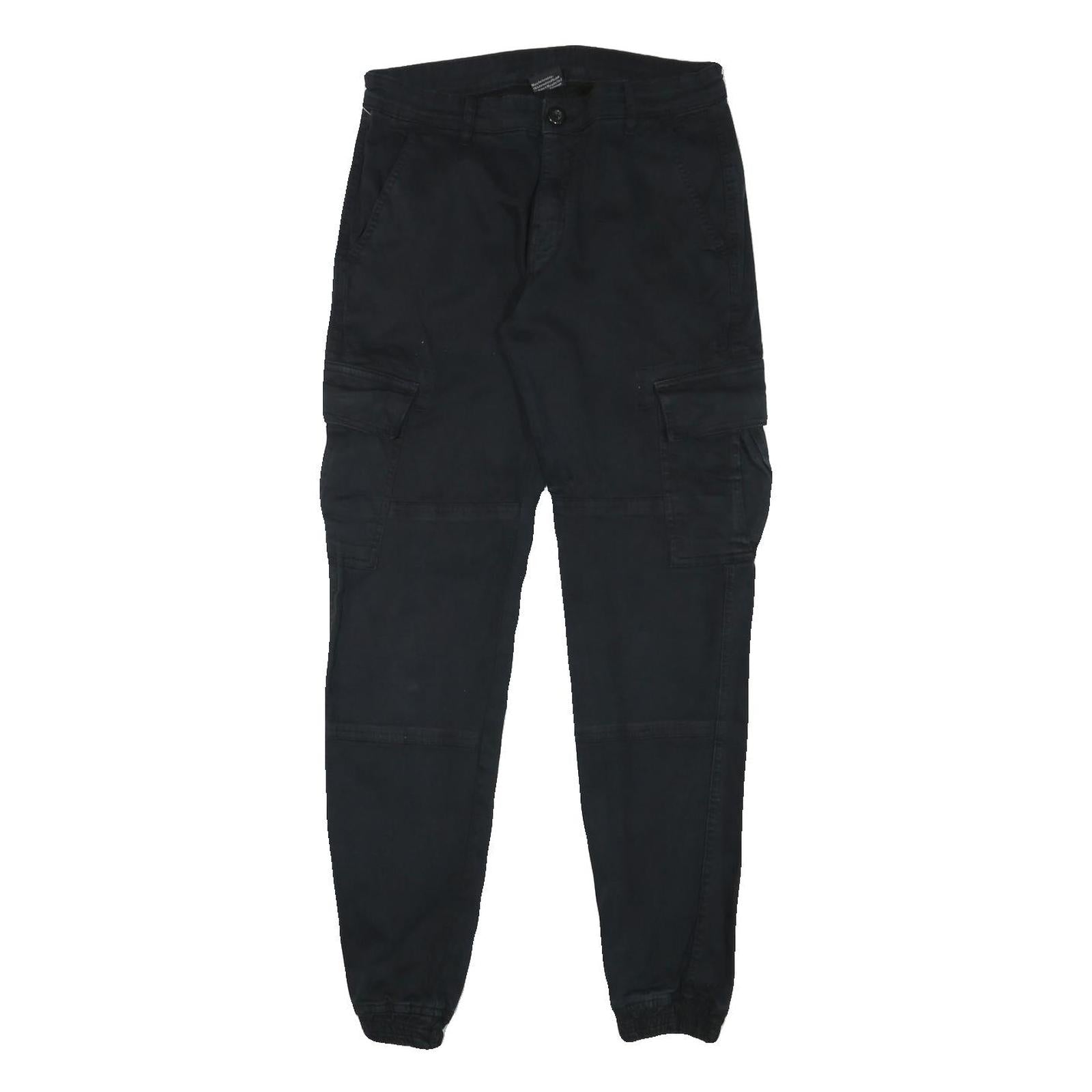 URBAN CLASSIC Mens Cotton Blend Black Slim Cargo Trousers W29 L30 Zip Pockets Refurbished - N/A refurbished available on Cerqular