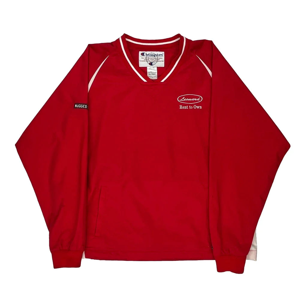 Champion Windbreaker - Large Red Nylon Refurbished - Thrifted (note: this is a term often used to describe second- refurbished available on Cerqular