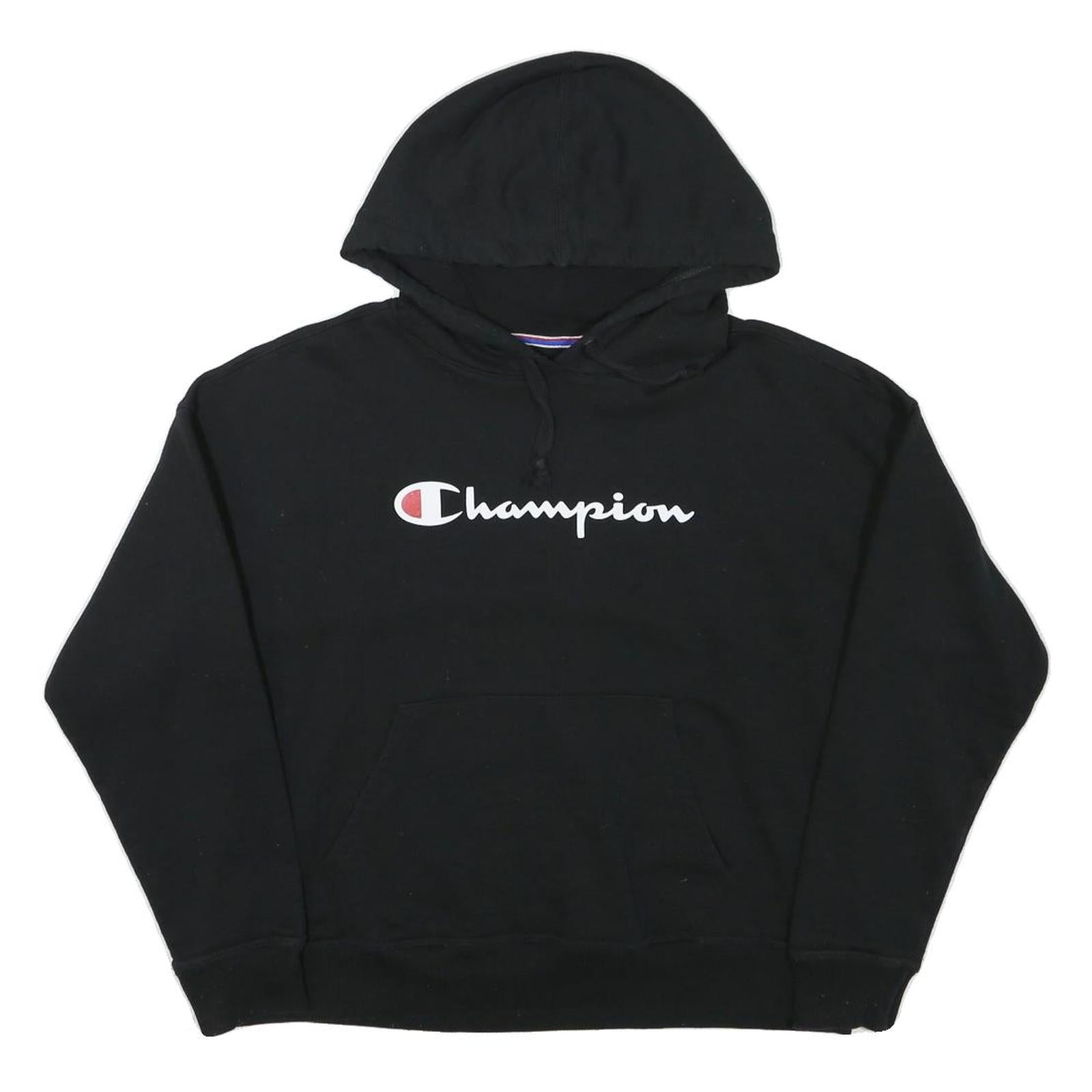 CHAMPION Womens Black Hoodie M Cotton Blend Pullover Logo Sweatshirt Refurbished - N/A refurbished available on Cerqular