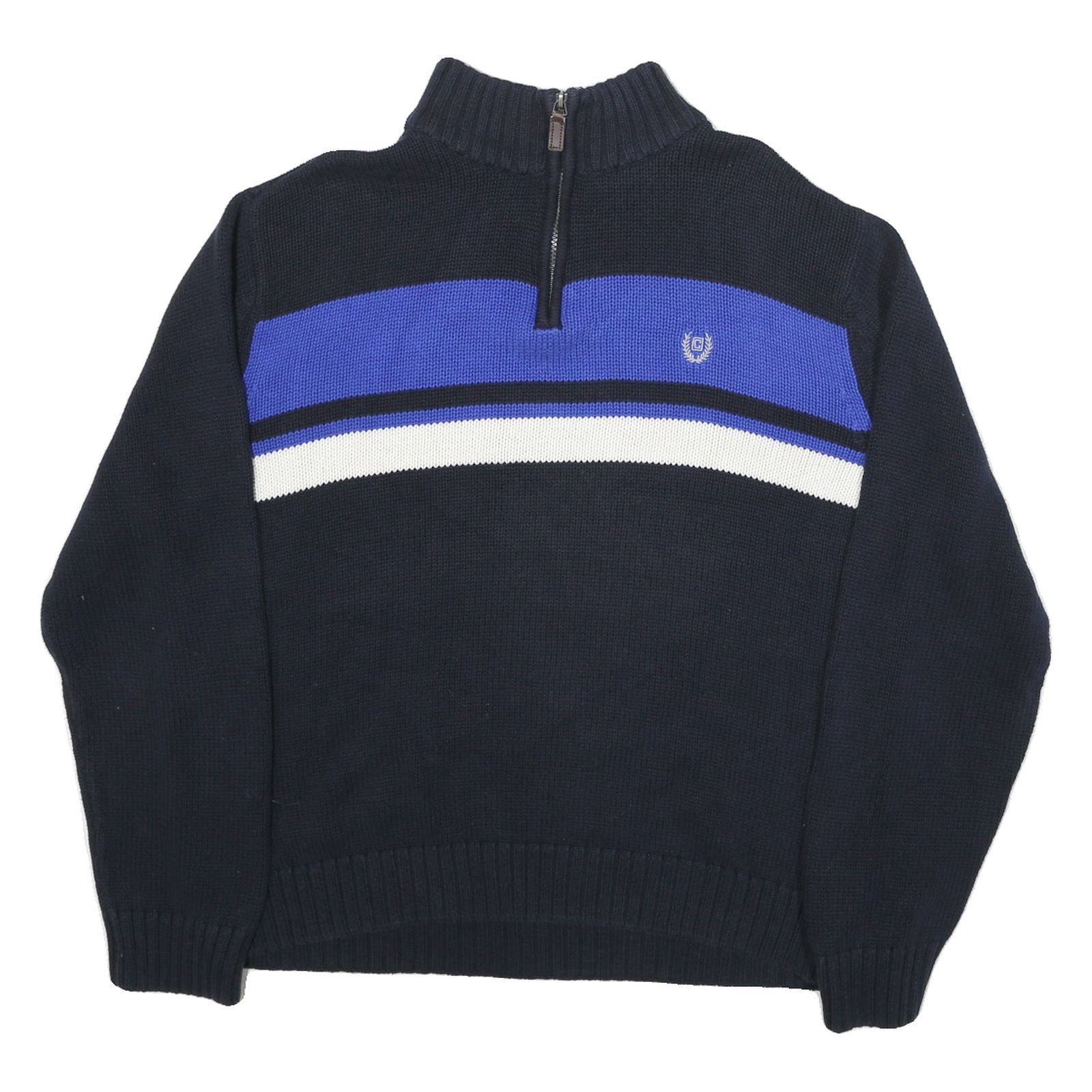 CHAPS Mens Blue & White Plain Pullover Jumper Crew Neck Cable Knit XL Cotton Refurbished - N/A refurbished available on Cerqular