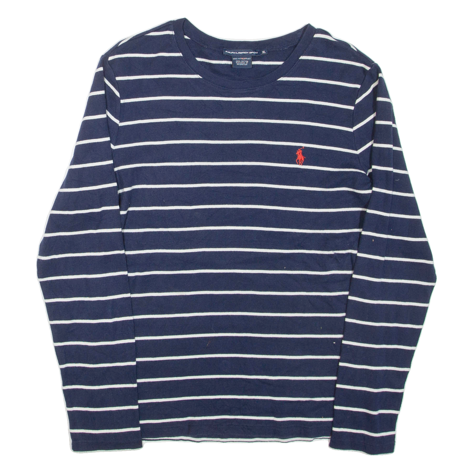 POLO SPORT RALPH LAUREN Womens Patterned Jumper Blue Striped Tight Knit XL Refurbished - N/A refurbished available on Cerqular