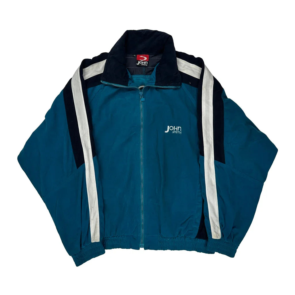John Smith Striped Track Jacket - XL Blue Polyester Refurbished - Thrifted (note: this is a term often used to describe second- refurbished available on Cerqular