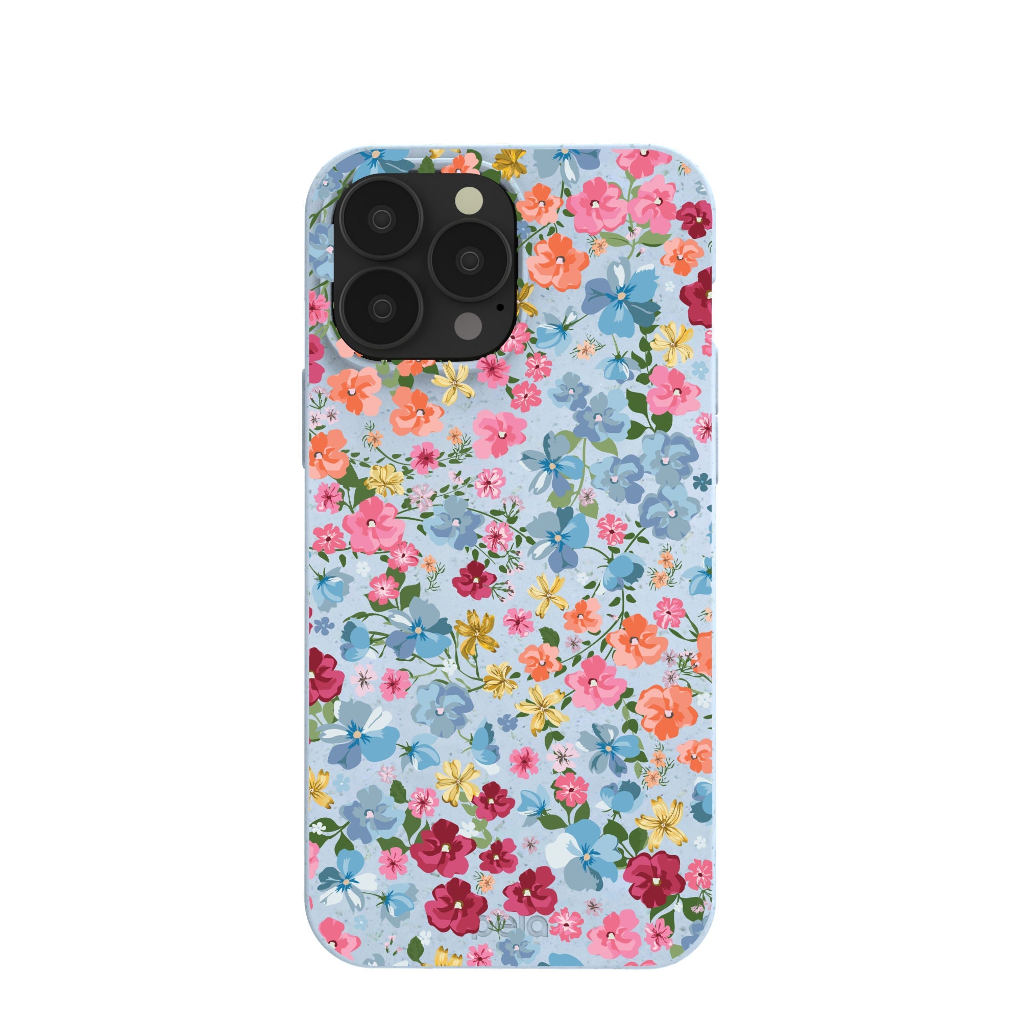 Powder Blue Fleurs iPhone 13 Pro Max Case Refurbished - Pela Case refurbished available on Cerqular