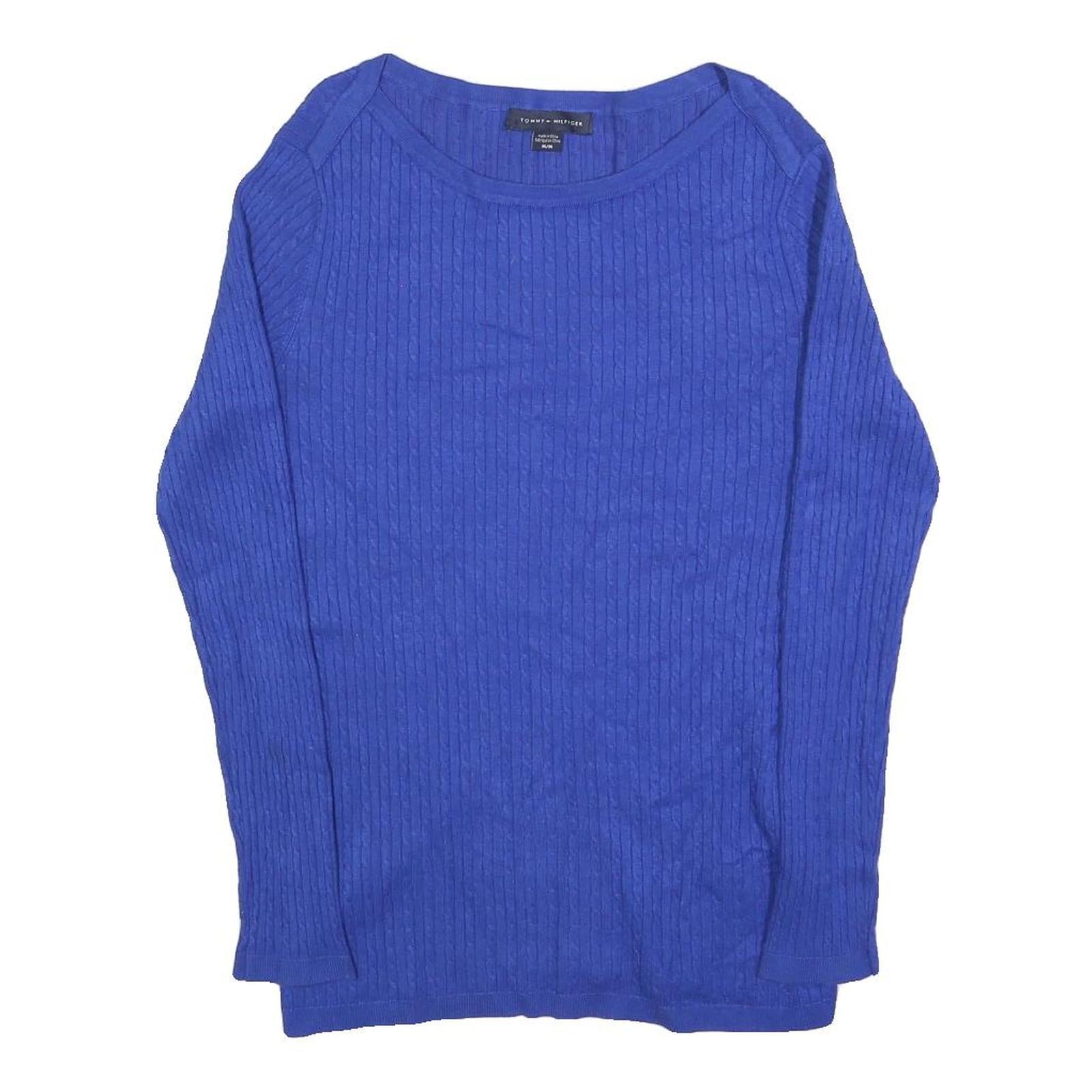 TOMMY HILFIGER Womens Blue Polyester Blend Jumper Cable Knit Crew Neck M Casual Refurbished - N/A refurbished available on Cerqular