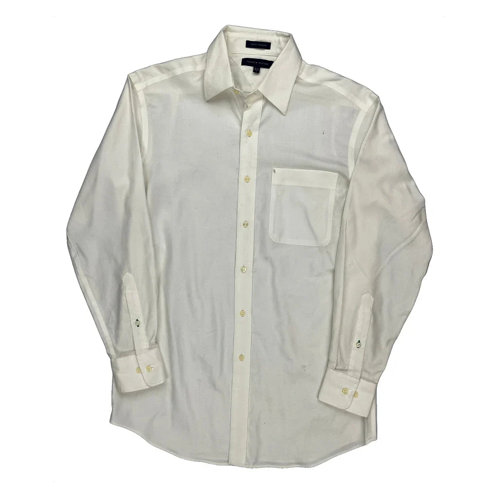 Tommy Hilfiger Shirt - Small White Cotton Refurbished - Thrifted (note: this is a term often used to describe second- refurbished available on Cerqular
