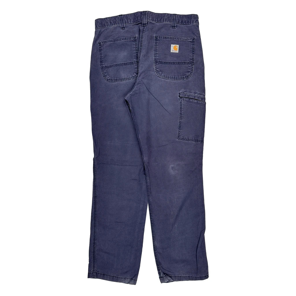Carhartt Carpenter Trousers - 34W 31L Blue Cotton Refurbished - Thrifted (note: this is a term often used to describe second- refurbished available on Cerqular