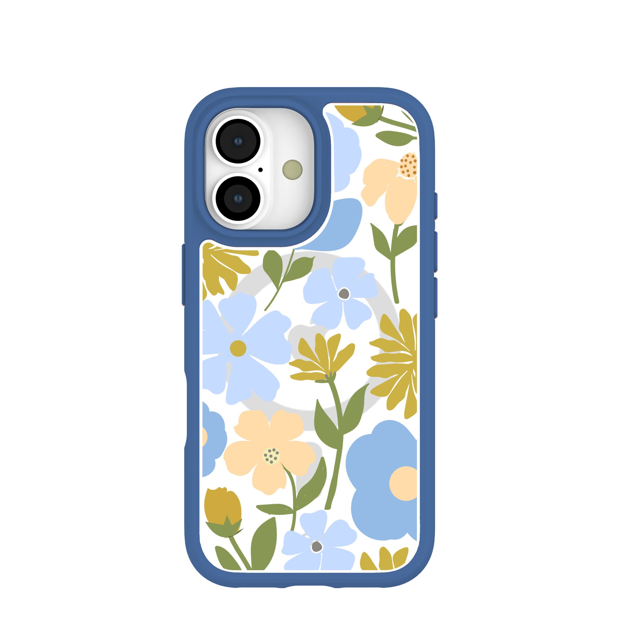 Clear Blossom Trail iPhone 17 Case With True Blue Ridge (MagSafe included) Refurbished - Pela Case refurbished available on Cerqular