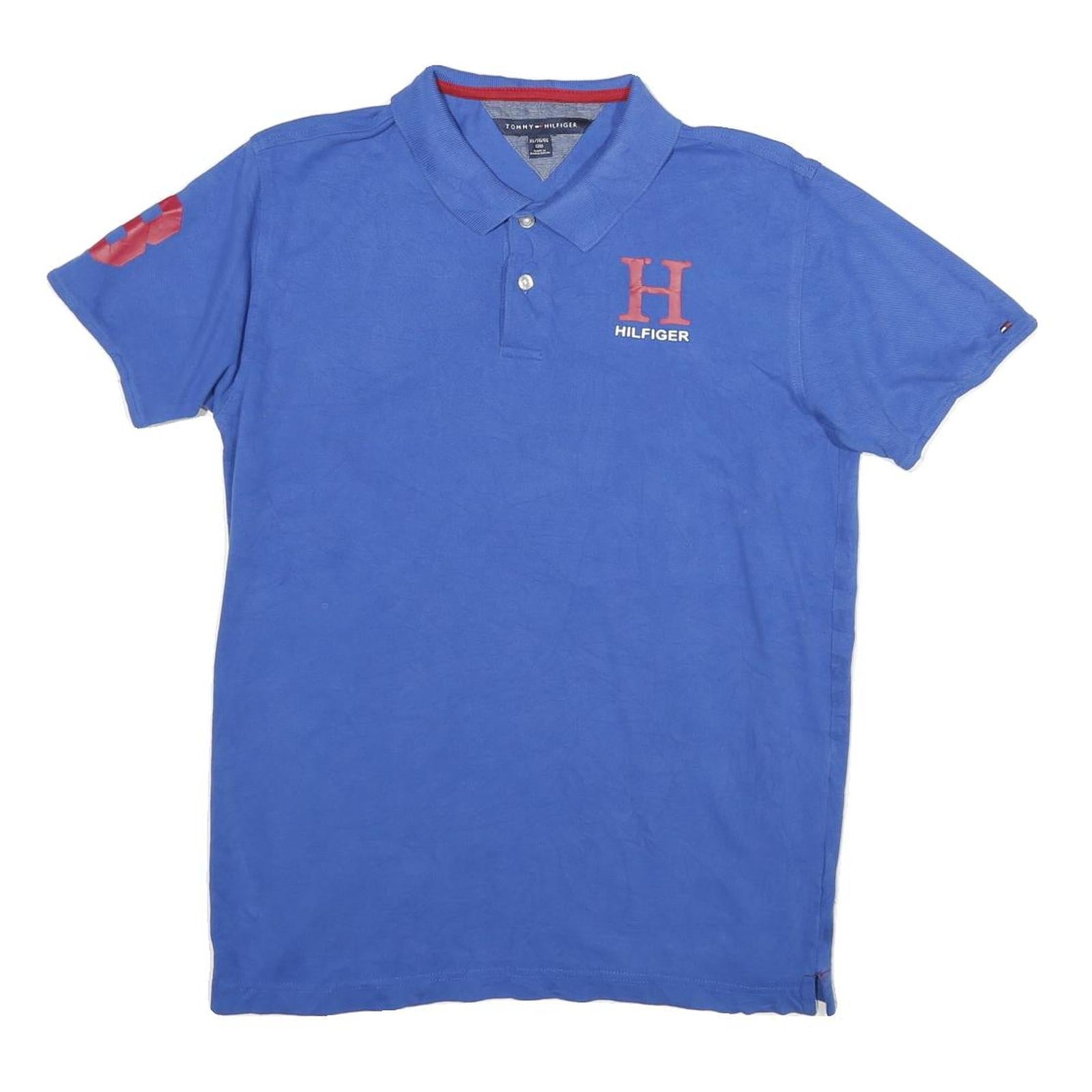 TOMMY HILFIGER Mens Blue H Logo Short Sleeve Polo Shirt XL Cotton Casual Refurbished - N/A refurbished available on Cerqular