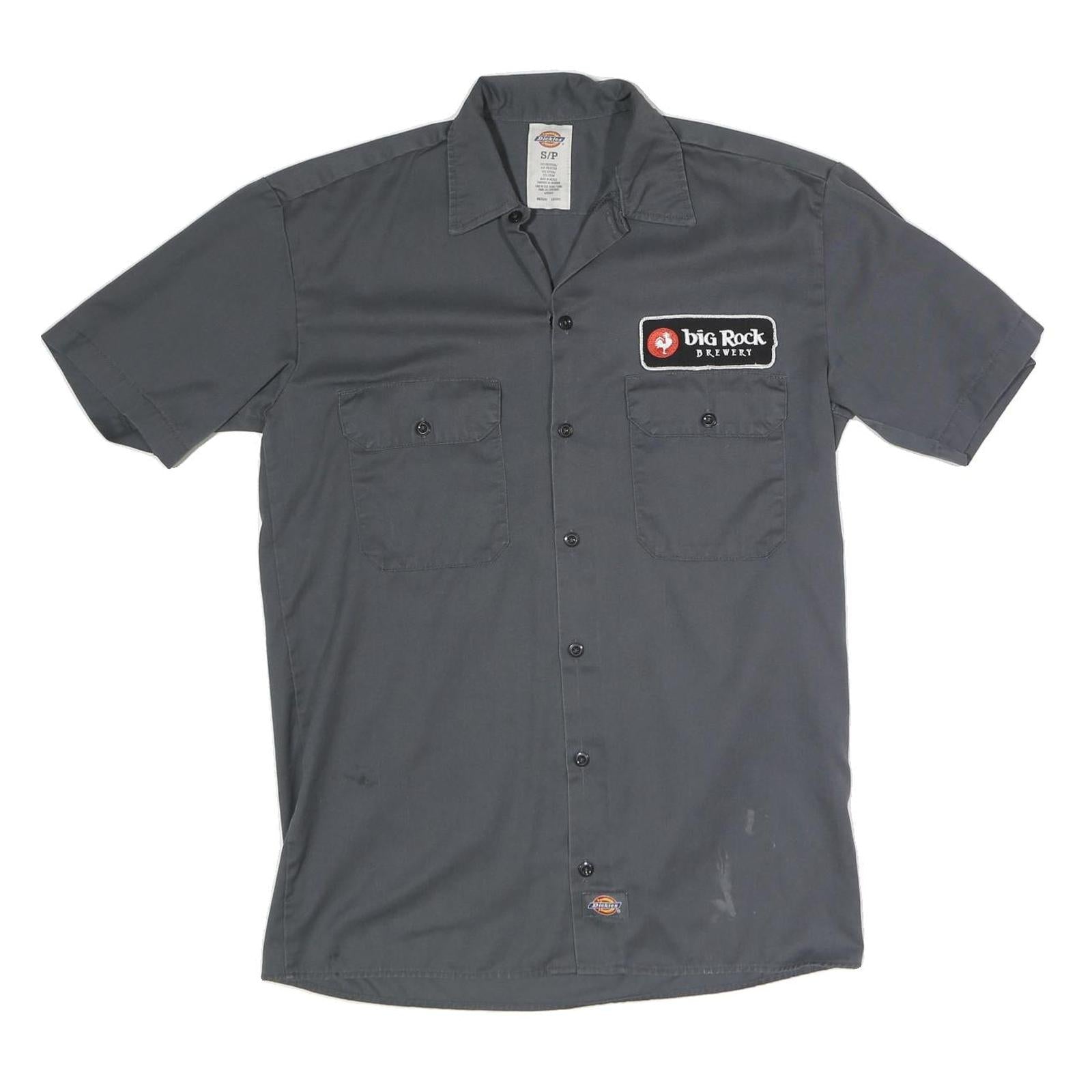DICKIES Mens Grey Big Rock Brewery Work Shirt S Cotton Blend Button Fastening Refurbished - N/A refurbished available on Cerqular
