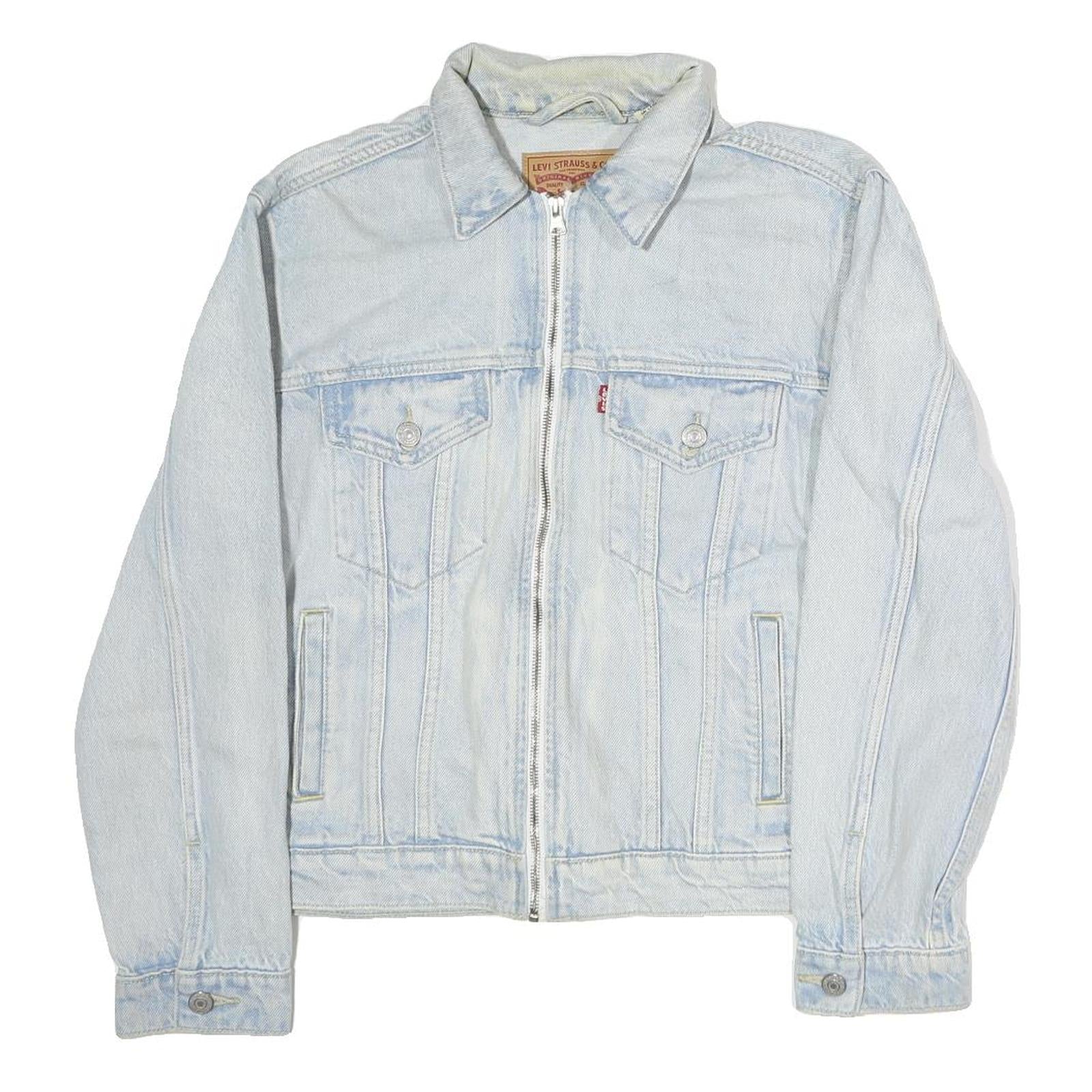 LEVI'S Mens Blue Denim Jacket S Cotton Zip Plain Lightweight Casual Refurbished - N/A refurbished available on Cerqular