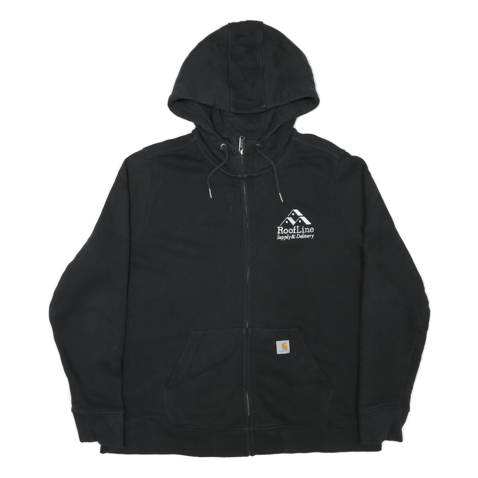 CARHARTT Mens Black RoofLine Supply & Delivery Full Zip Hoodie 2XL Cotton Blend Refurbished - N/A refurbished available on Cerqular