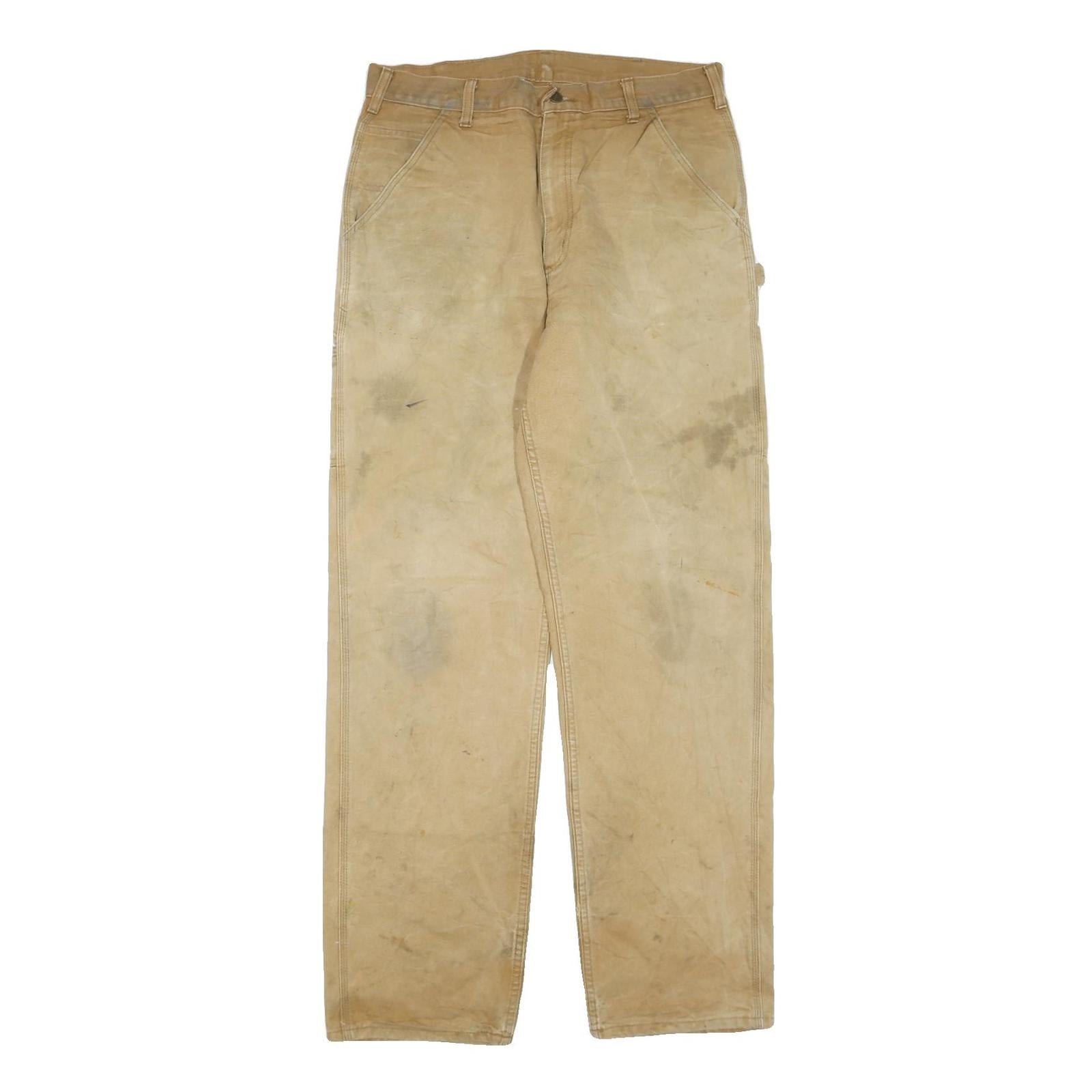 CARHARTT Mens Regular Fit Beige Cotton Blend Denim Jeans W36 L36 Workwear Zip Refurbished - N/A refurbished available on Cerqular