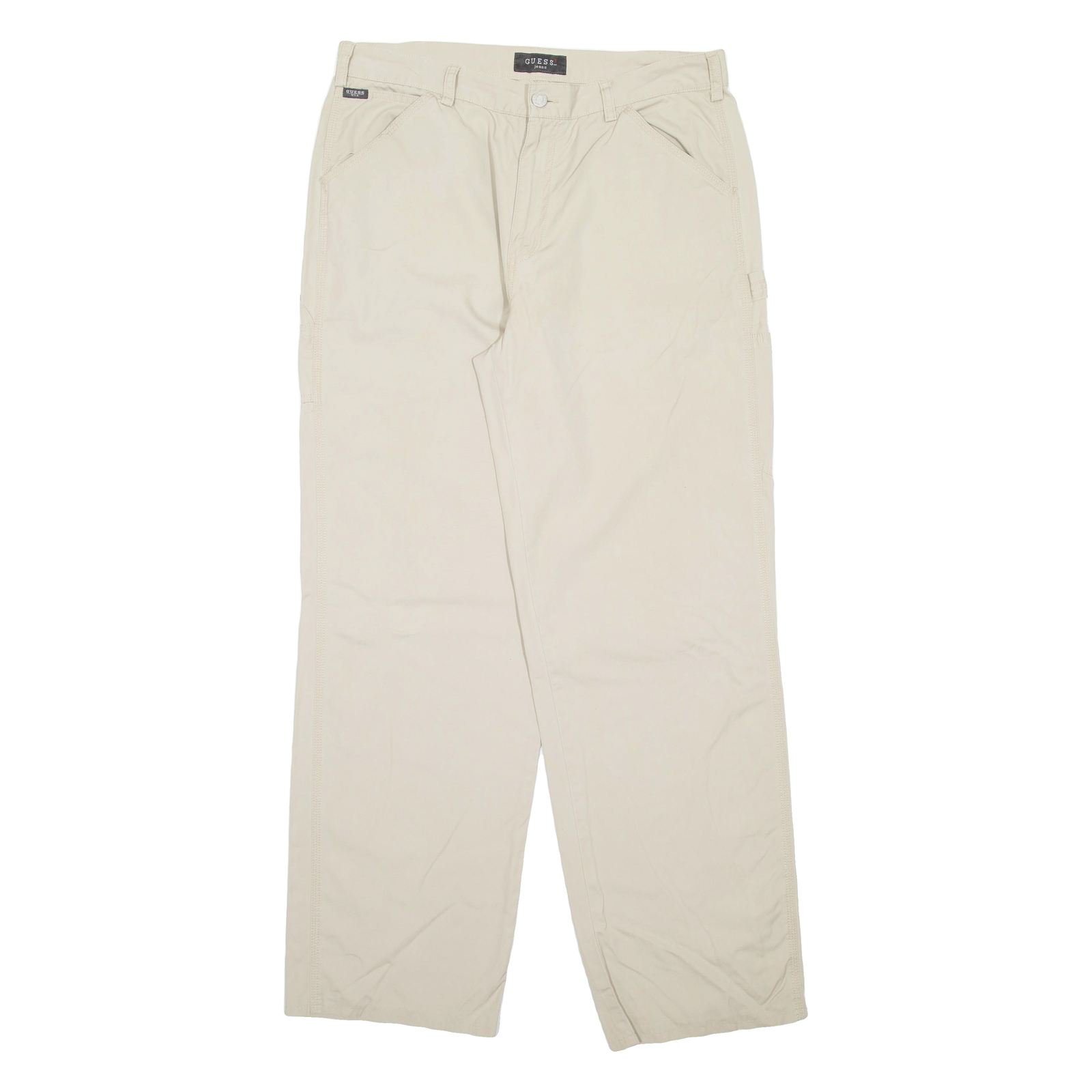 GUESS Womens Trousers Beige Regular Straight W34 L31 Refurbished - N/A refurbished available on Cerqular