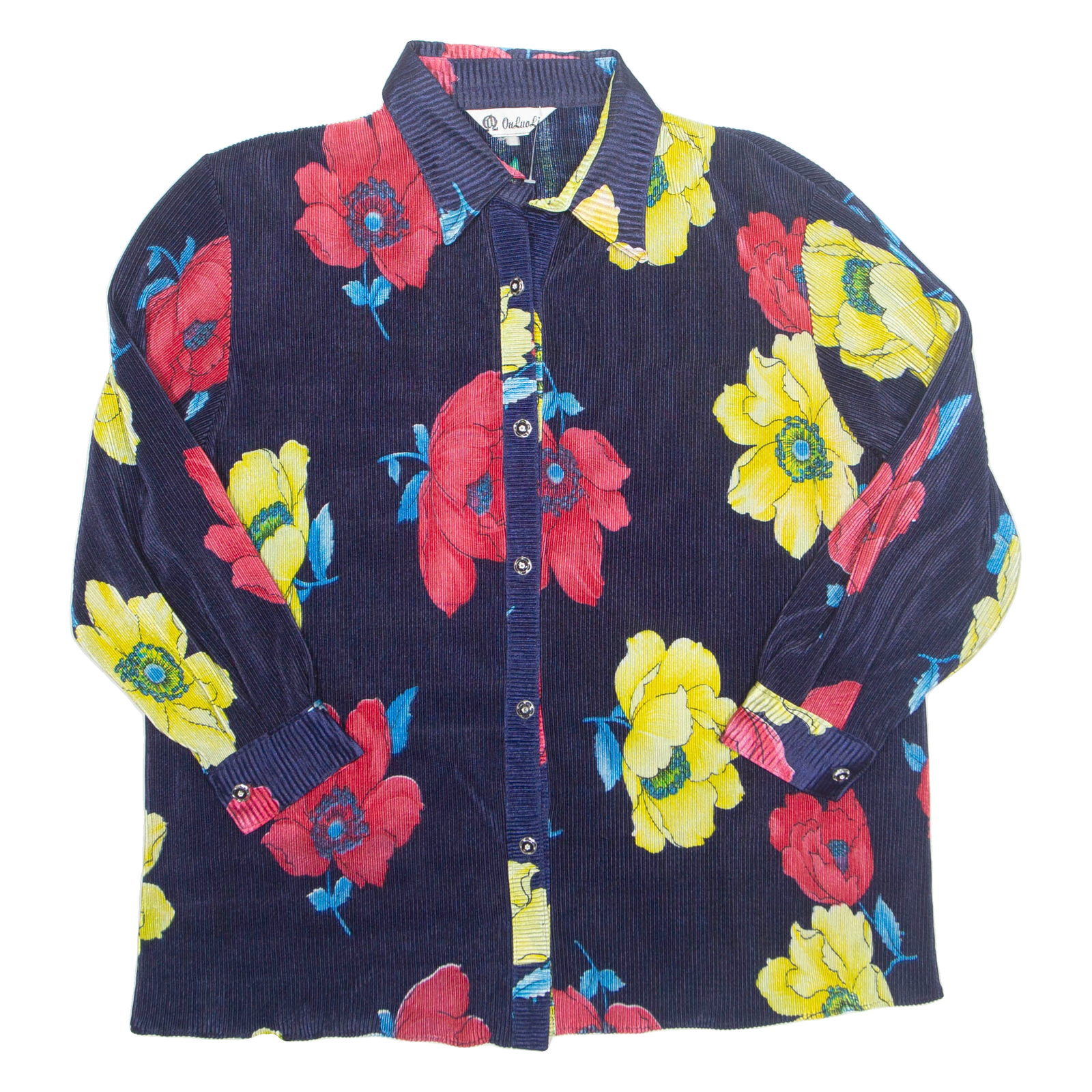Womens Printed Blouse Blue Long Sleeve Floral XL Refurbished - N/A refurbished available on Cerqular