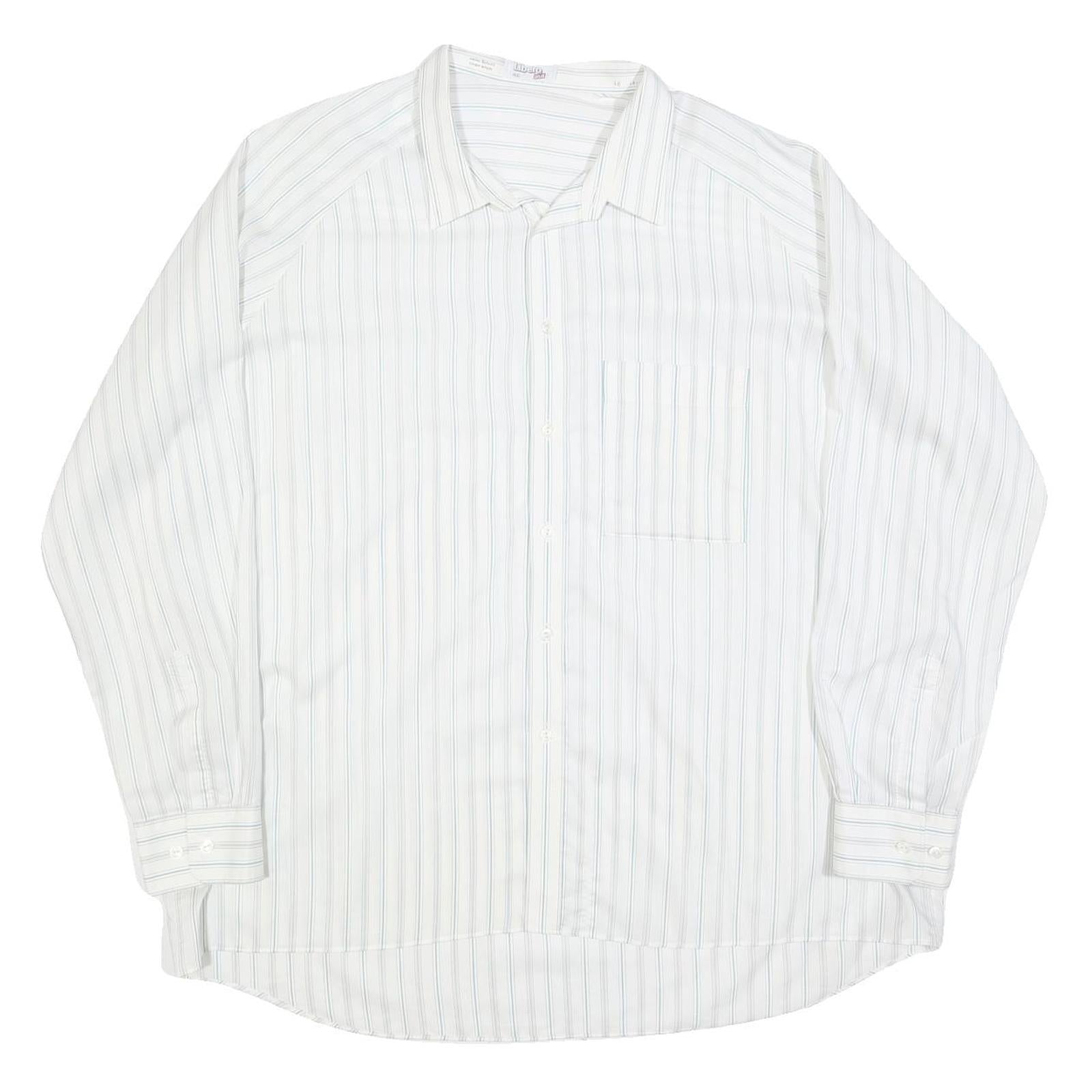 Buy LIBERO Mens White Blue Striped Shirt 2XL Cotton Blend Long Sleeve Button Collar Refurbished - $19.49 LIBERO Mens White Blue Striped Shirt 2XL Cotton Blend Long Sleeve Button Collar Refurbished - N/A refurbished available on Cerqular
