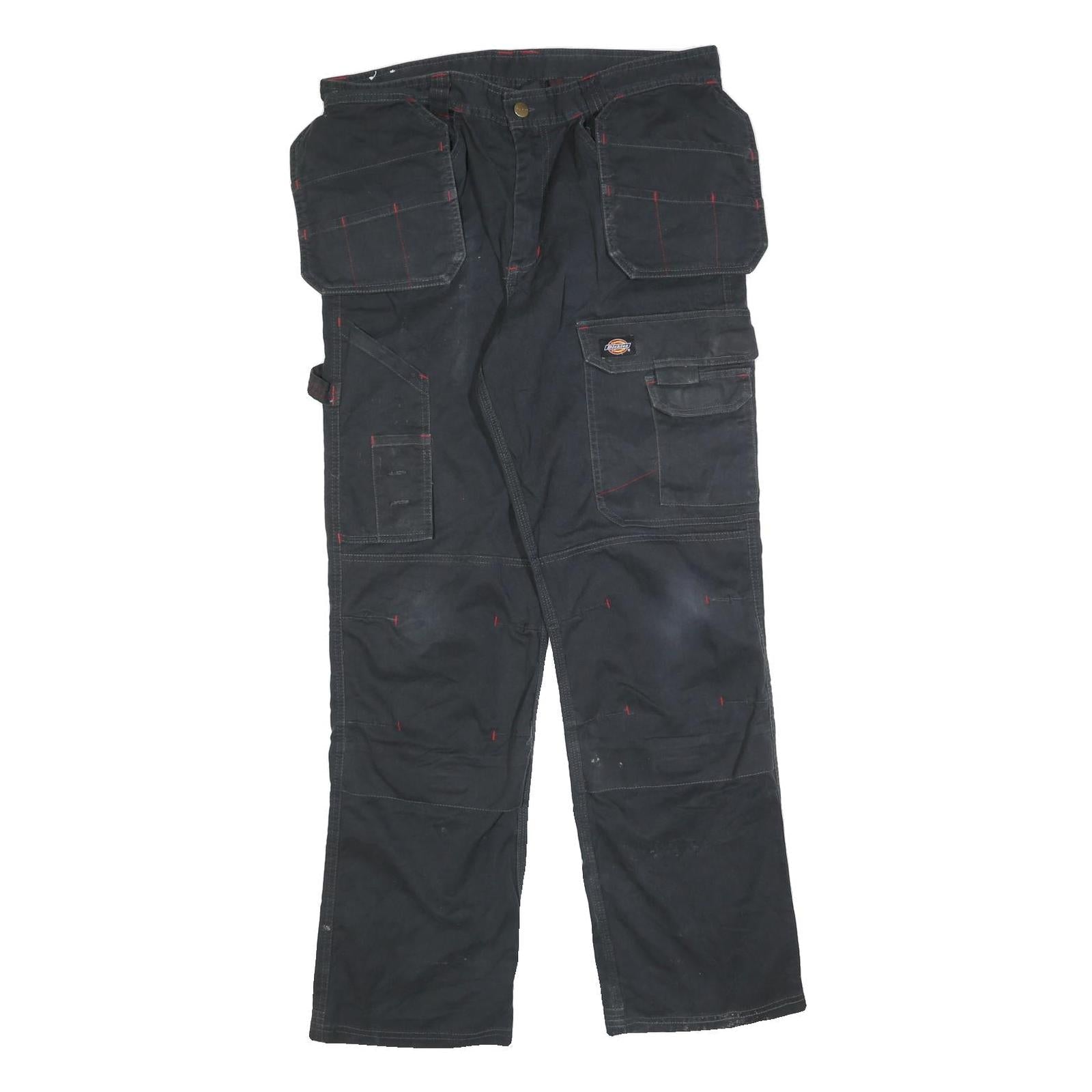 DICKIES Mens Cotton Blend Black Relaxed Straight Trousers W34 L32 Workwear Refurbished - N/A refurbished available on Cerqular