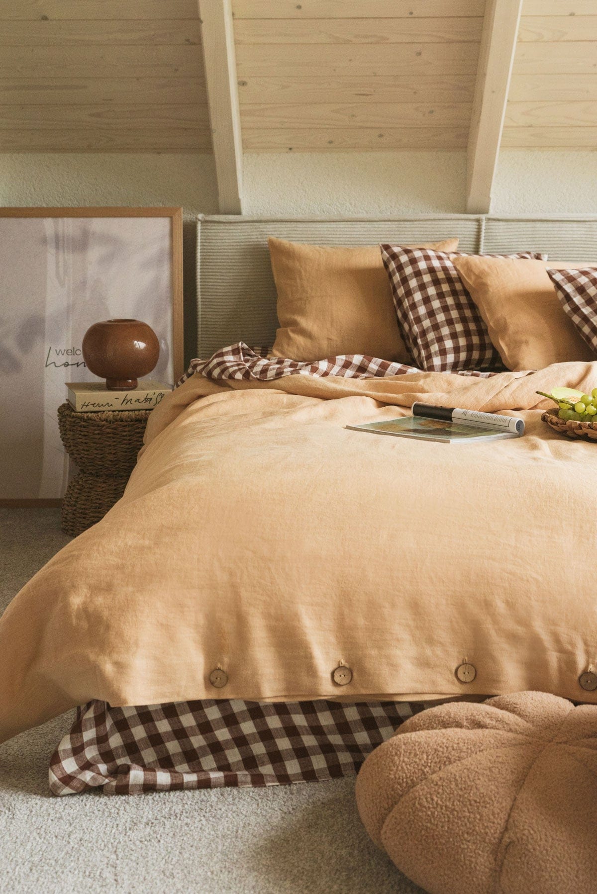 Linen duvet cover in Mustard | Size: UK/EU Single Refurbished - Amour Linen refurbished available on Cerqular