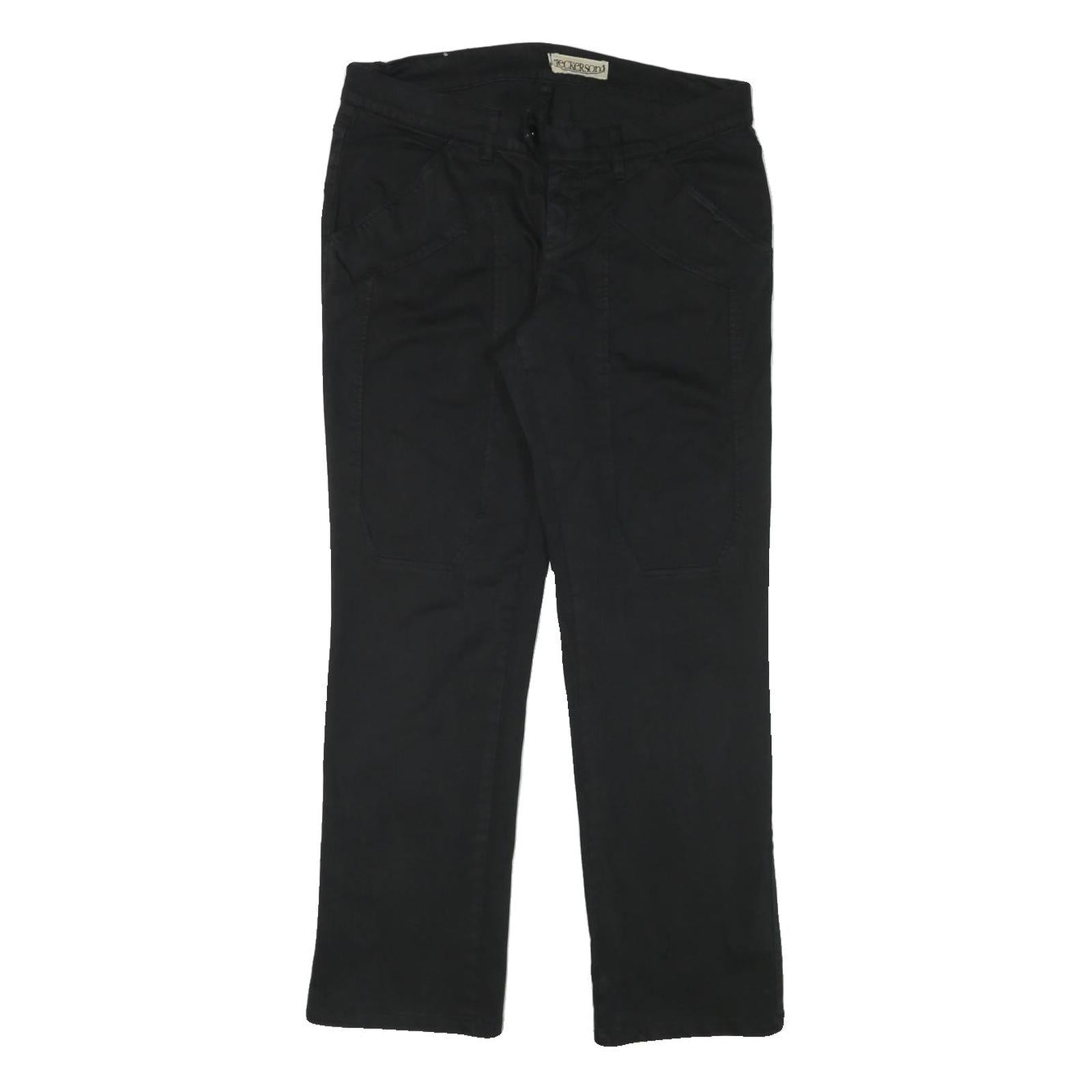 JECKERSON Womens Cotton Blend Black Regular Leg Trousers W30 L28 Zip Closure Refurbished - N/A refurbished available on Cerqular