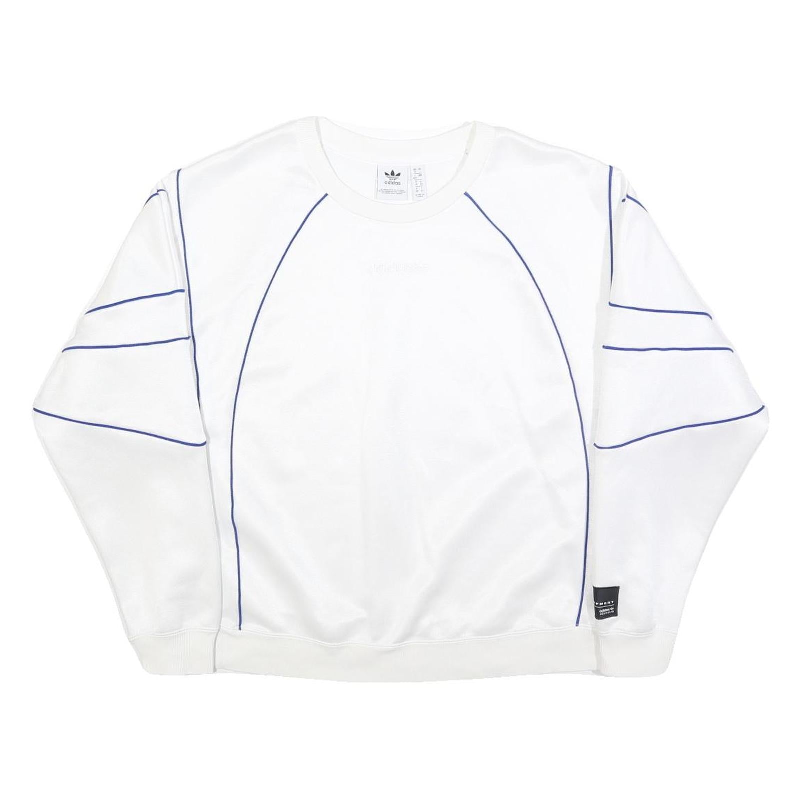ADIDAS Womens White Sweatshirt Crew Neck UK 12 Blue Piping Casual Sportswear Refurbished - N/A refurbished available on Cerqular