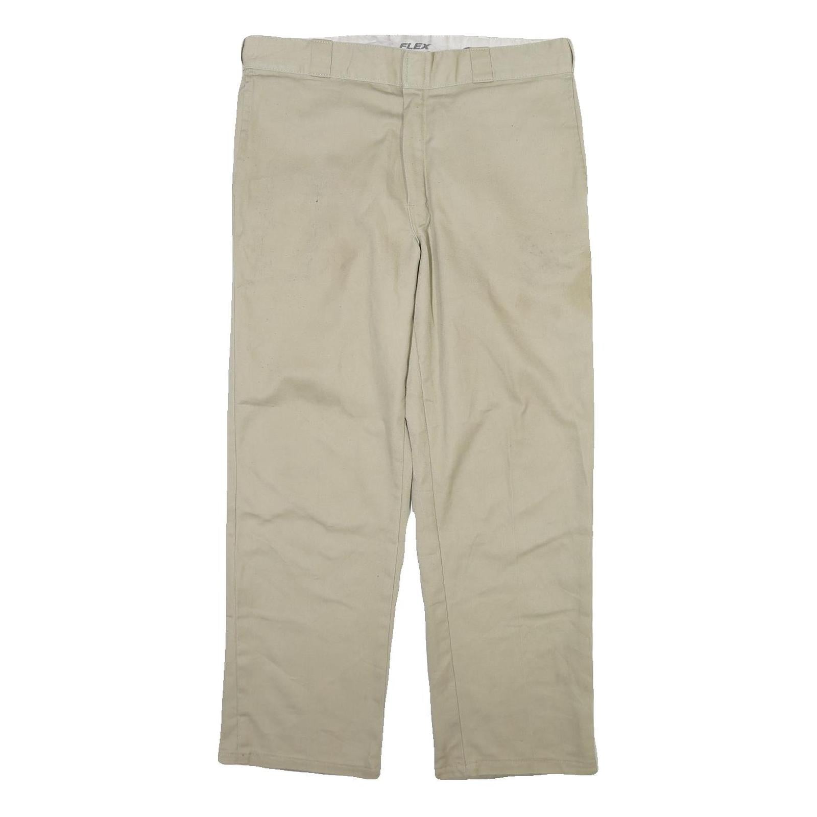 DICKIES Mens Cotton Beige Regular Fit Straight Leg Trousers W36 L29 Workwear Refurbished - N/A refurbished available on Cerqular