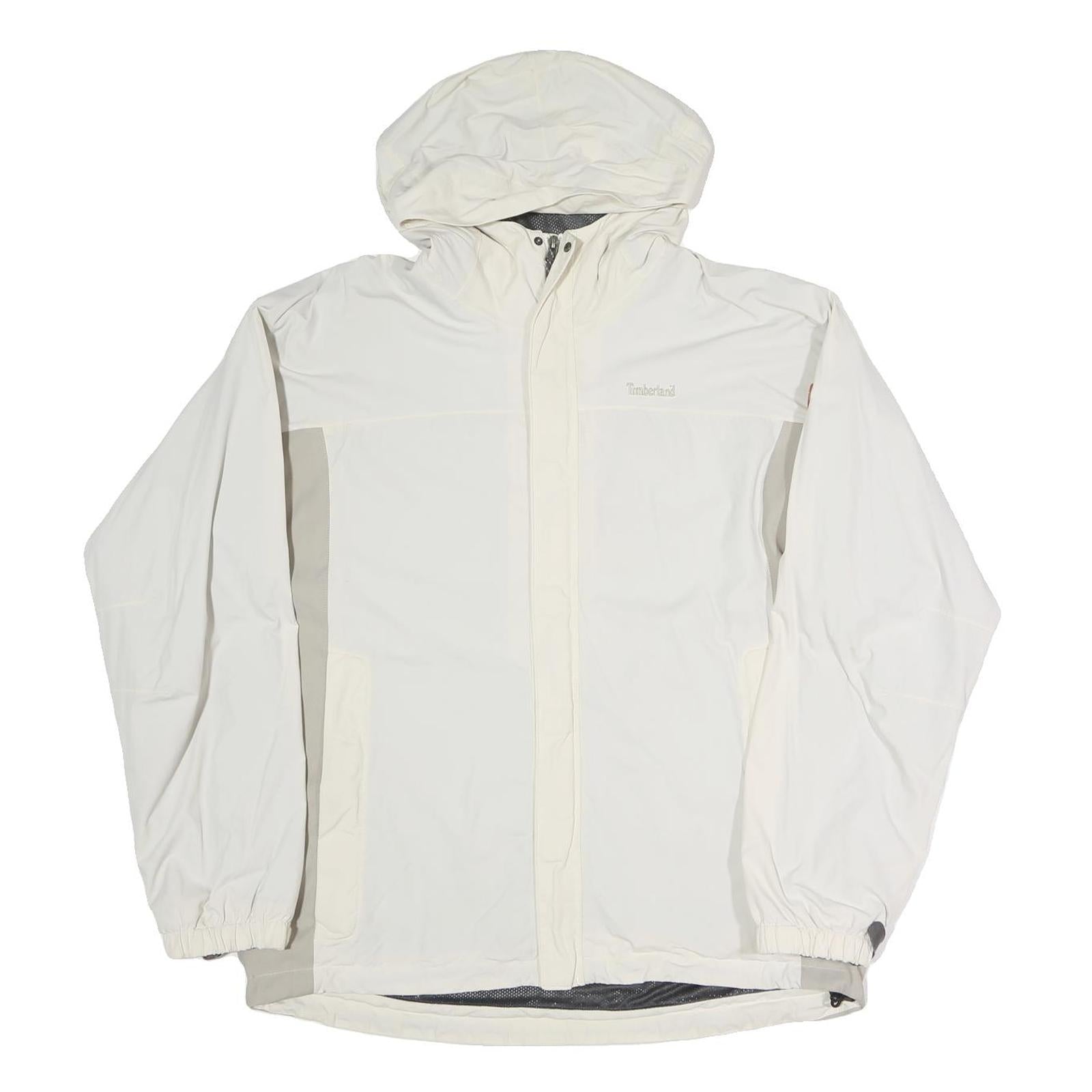 TIMBERLAND Mens White & Light Grey Zip Jacket L Polyester Blend Outdoor Hooded Refurbished - N/A refurbished available on Cerqular