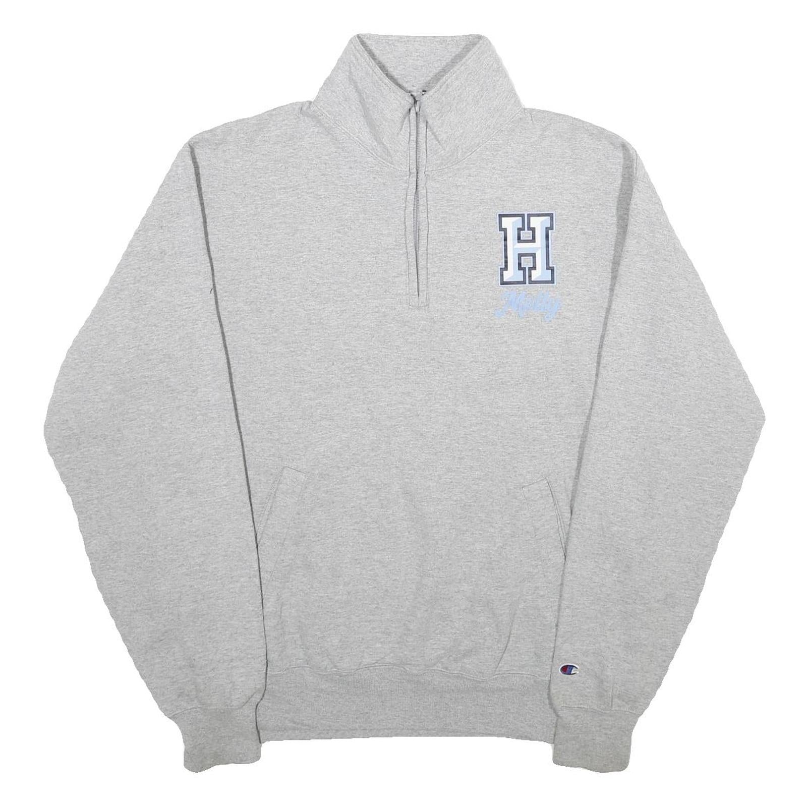 CHAMPION Mens Grey Half Zip L Sweatshirt Dance Graphic Cotton Blend Pullover Refurbished - N/A refurbished available on Cerqular