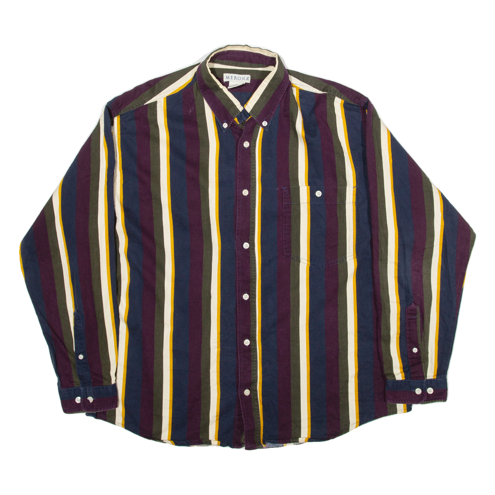 MERONA Mens Shirt White Striped Long Sleeve XL Refurbished - N/A refurbished available on Cerqular