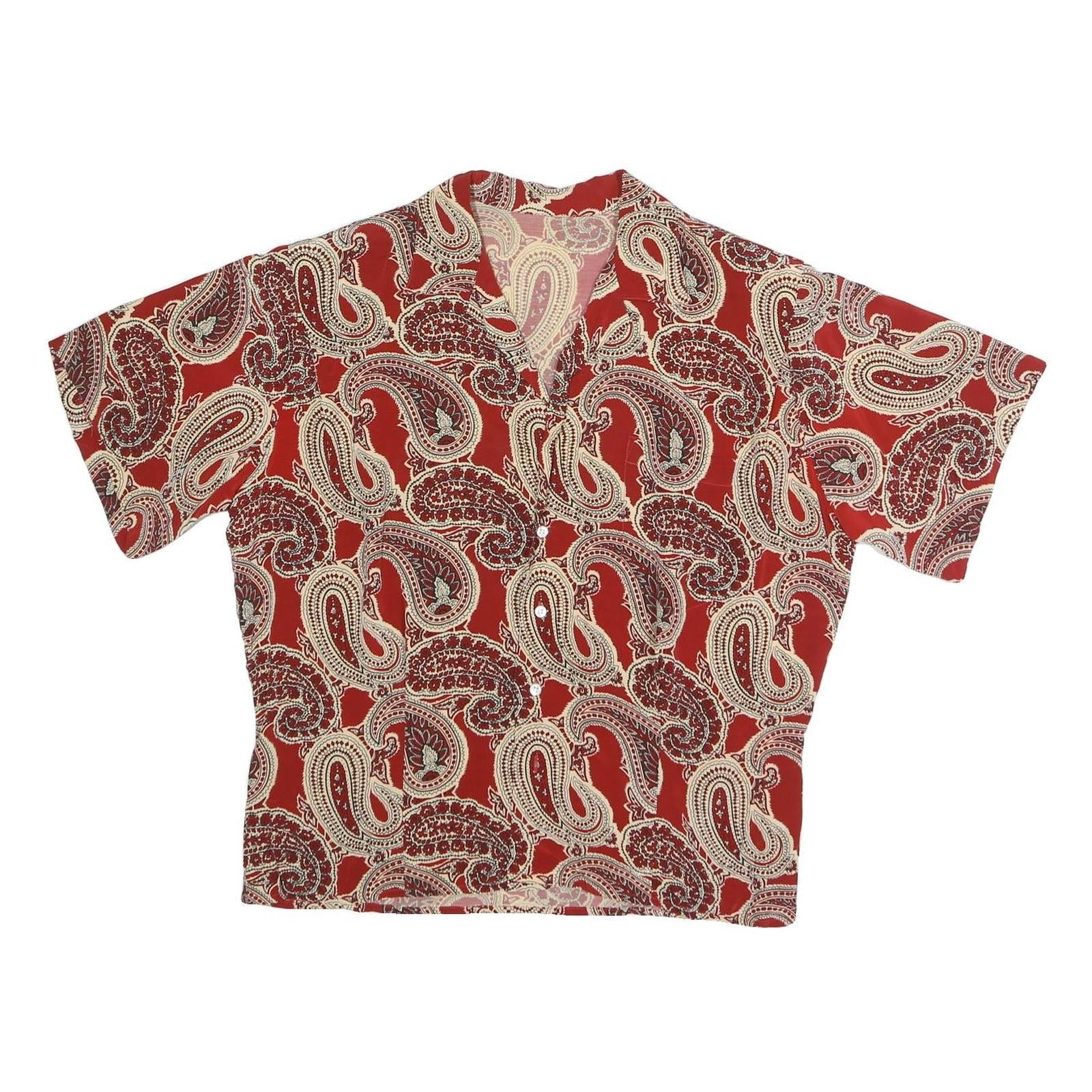 Buy Womens Red Paisley Printed Button Shirt Short Sleeve V-Neck L Polyester Blend Refurbished - $18.19 Womens Red Paisley Printed Button Shirt Short Sleeve V-Neck L Polyester Blend Refurbished - N/A refurbished available on Cerqular