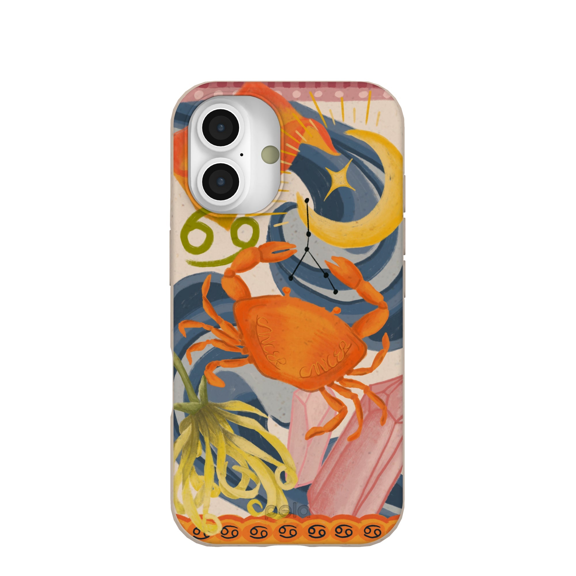 Seashell Cancer Crab iPhone 16 Case Refurbished - Pela Case refurbished available on Cerqular
