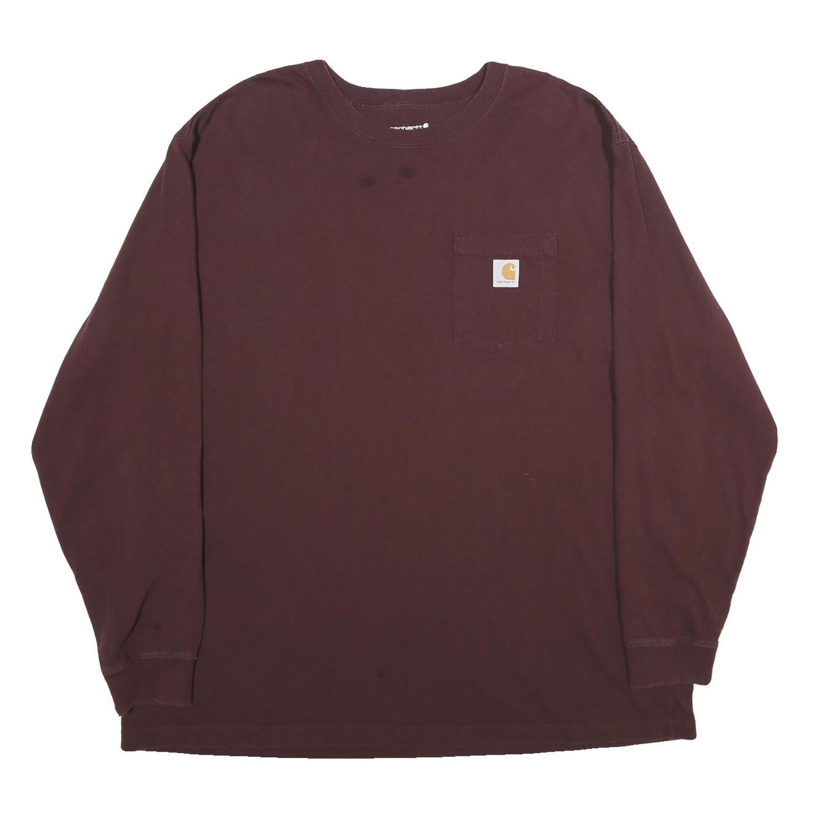 CARHARTT Mens Maroon Pocket Long Sleeve Crew Neck T-Shirt 2XL Cotton Refurbished - N/A refurbished available on Cerqular
