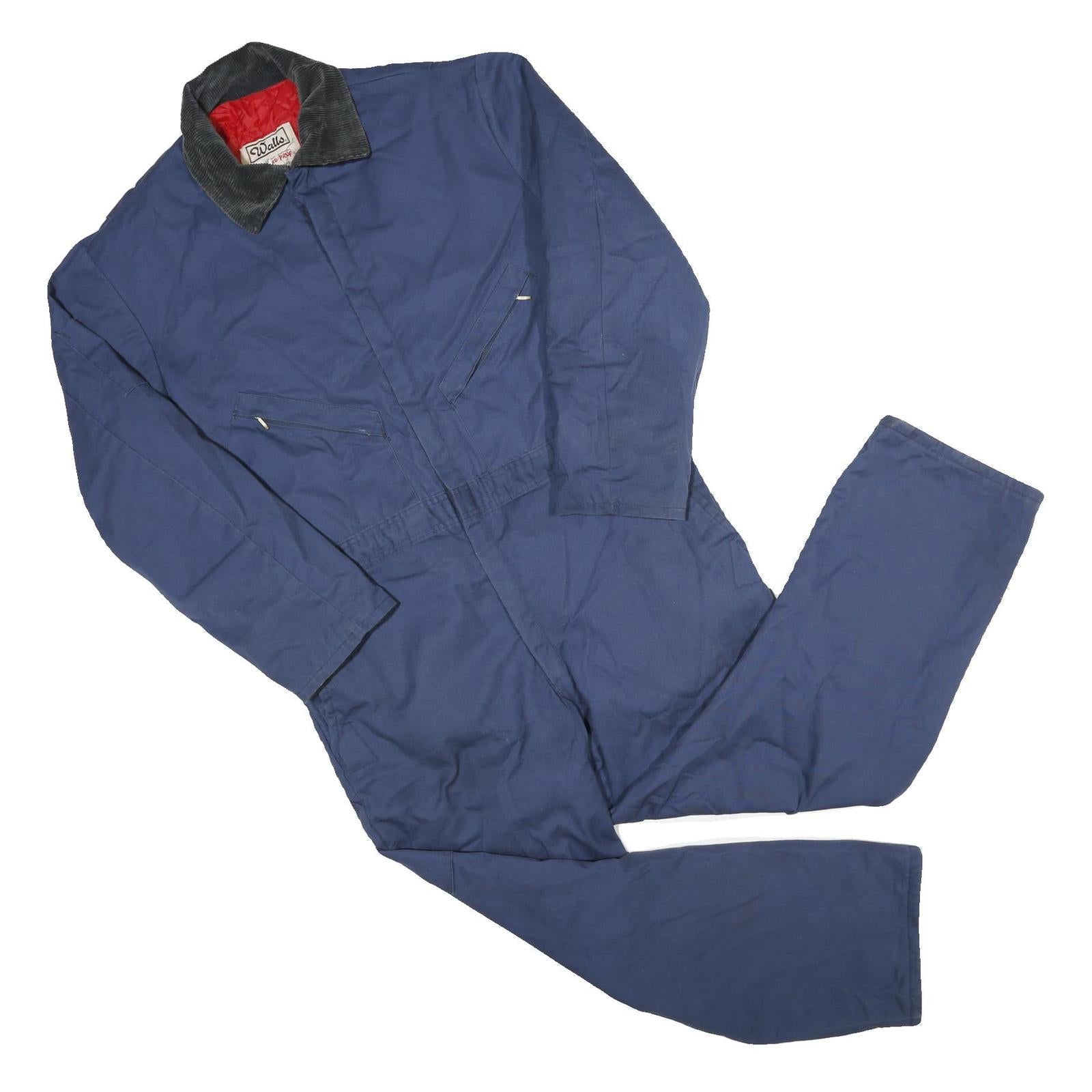 WALLS Mens Blue Cotton Blend Dungarees Regular Fit XL W44 L30 Workwear Zip Refurbished - N/A refurbished available on Cerqular