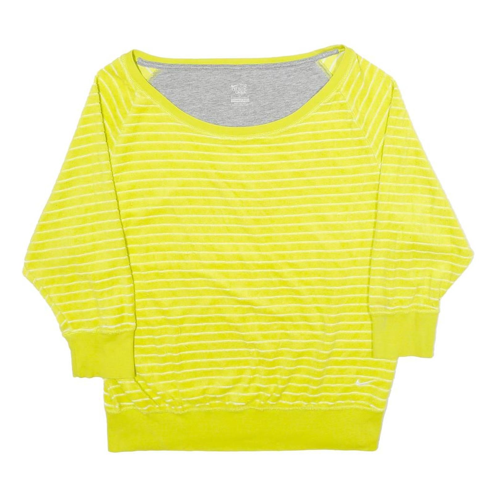 NIKE Womens Yellow Striped Plain Round Neck Basic Knit Jumper M Casual Refurbished - N/A refurbished available on Cerqular