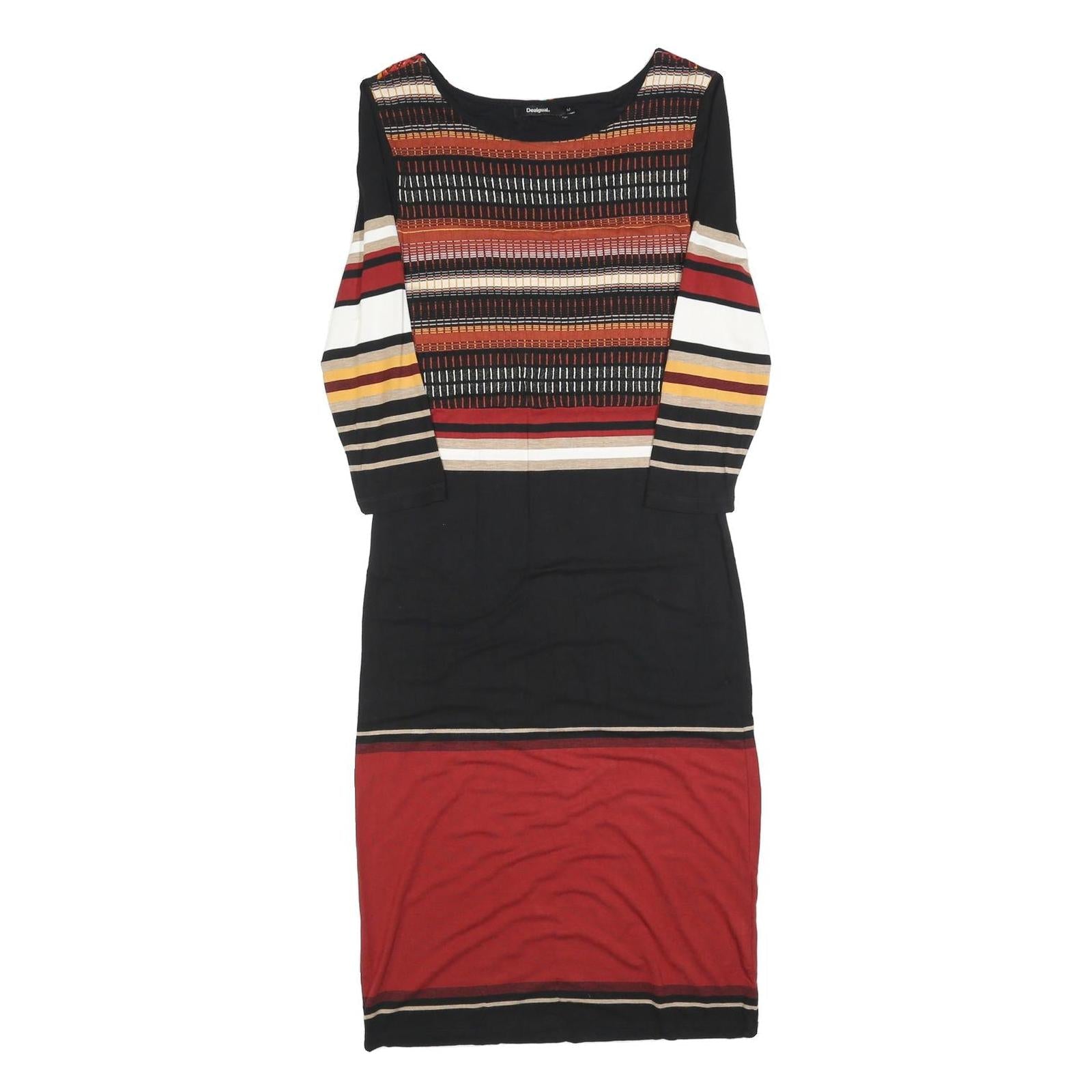 DESIGUAL Womens Black & Red Striped Floral Pattern Day Dress Cotton Blend M Refurbished - N/A refurbished available on Cerqular