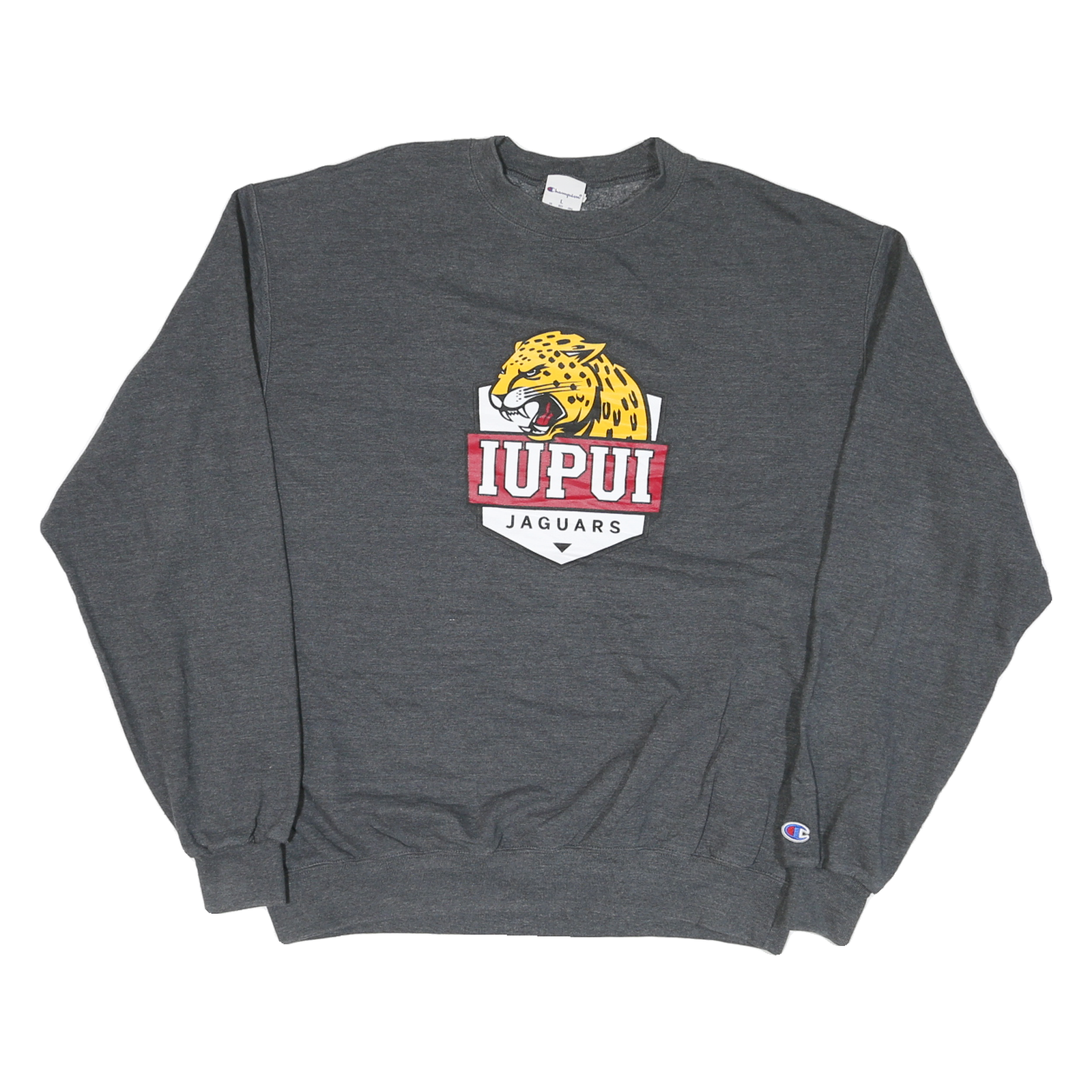 CHAMPION Mens Grey IUPUI Jaguars Crew Neck L Cotton Sweatshirt Pullover Refurbished - N/A refurbished available on Cerqular
