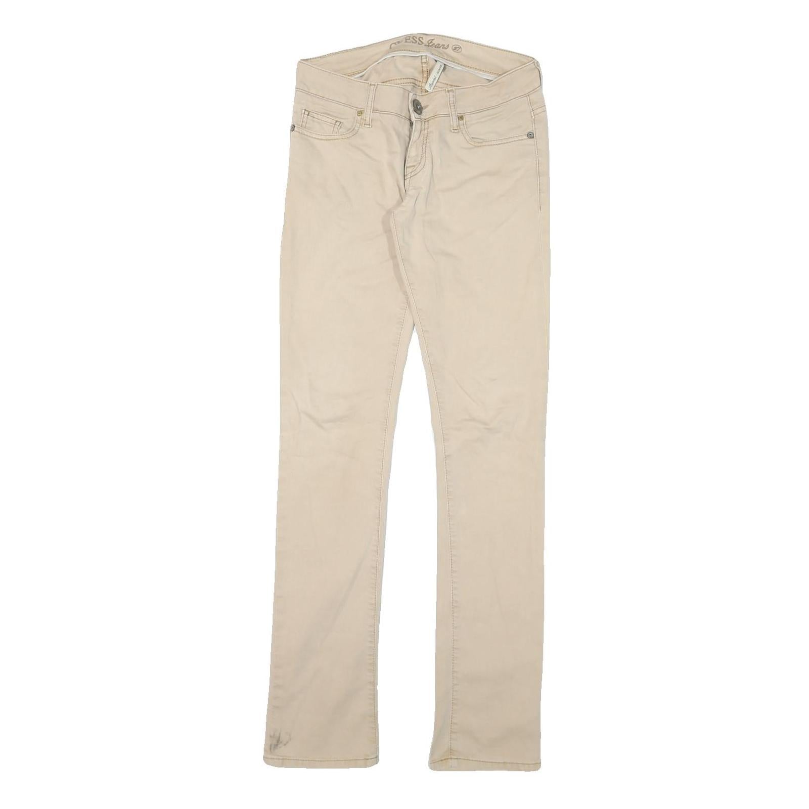 GUESS Womens Cotton Blend Slim Slim Leg Beige Trousers W27 L32 Stylish Casual Refurbished - N/A refurbished available on Cerqular