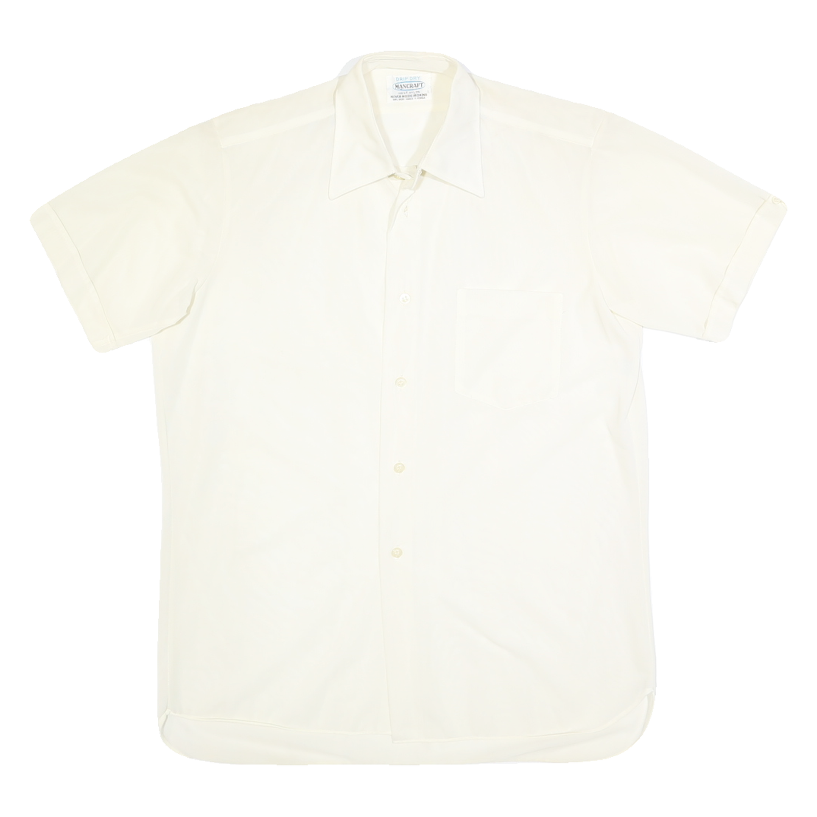 MANCRAFT Womens Cream Nylon Shirt XS Classic Button Front Short Sleeve Refurbished - N/A refurbished available on Cerqular