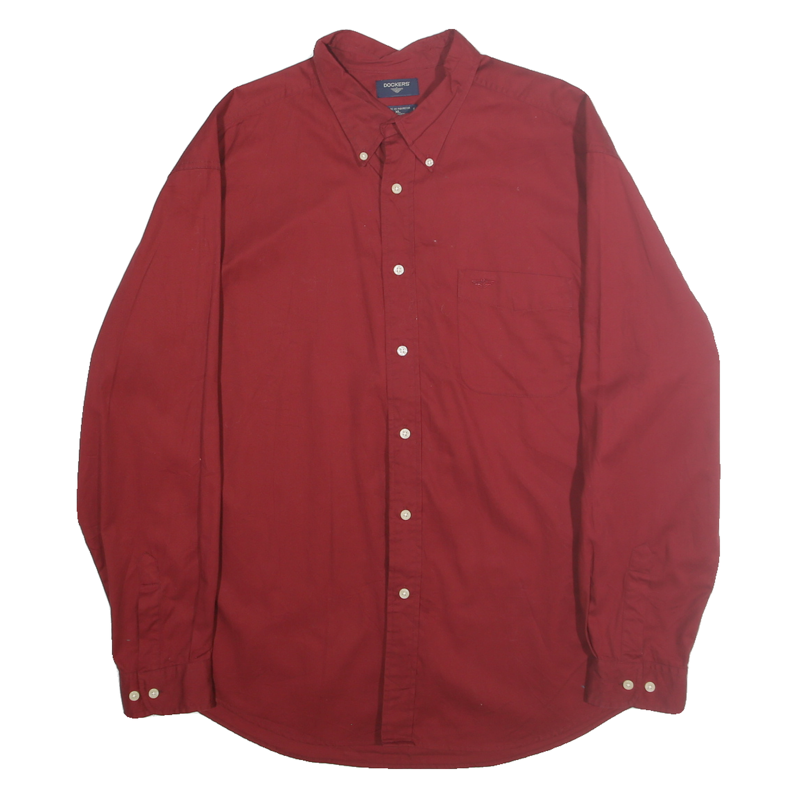 DOCKERS Mens Red Shirt XL Cotton Button Down Long Sleeve Casual Refurbished - N/A refurbished available on Cerqular