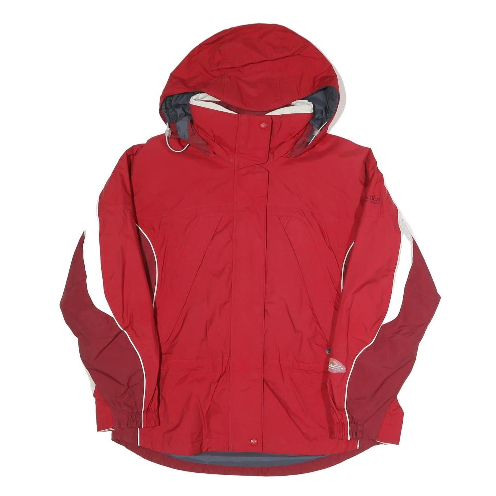 COLUMBIA Womens Red & White Outdoor Jacket M Polyester Blend Zip Hooded Casual Refurbished - N/A refurbished available on Cerqular