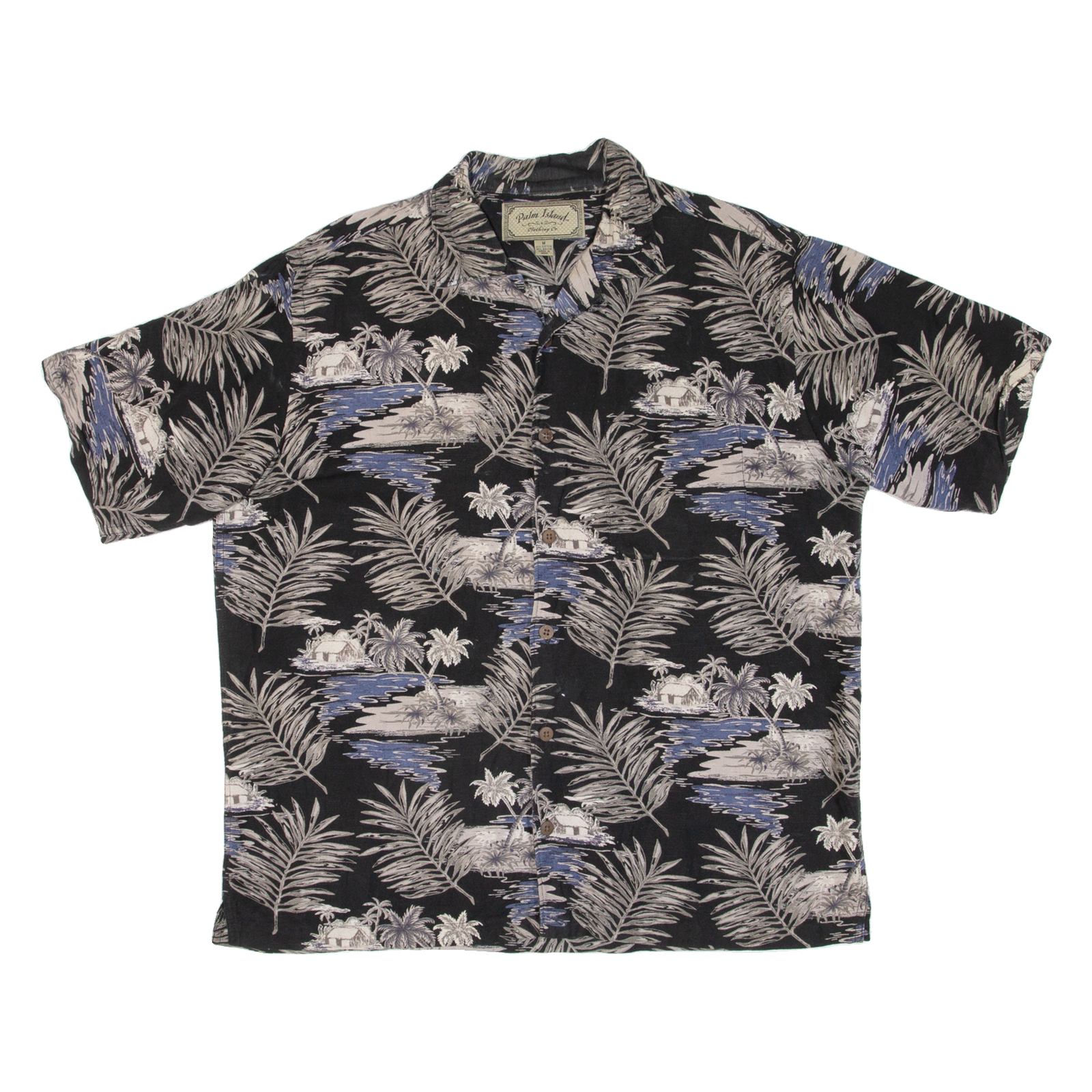 PALM ISLAND Mens Hawaiian Shirt Black Floral M Refurbished - N/A refurbished available on Cerqular