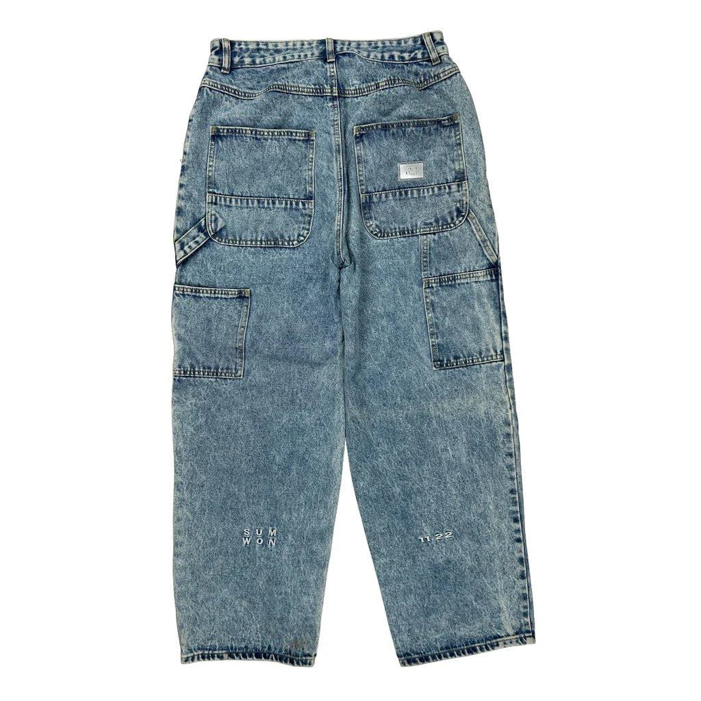 Nnsns Double Knee Carpenter Jeans - 31W 27L Light Wash Cotton Refurbished - Thrifted (note: this is a term often used to describe second- refurbished available on Cerqular
