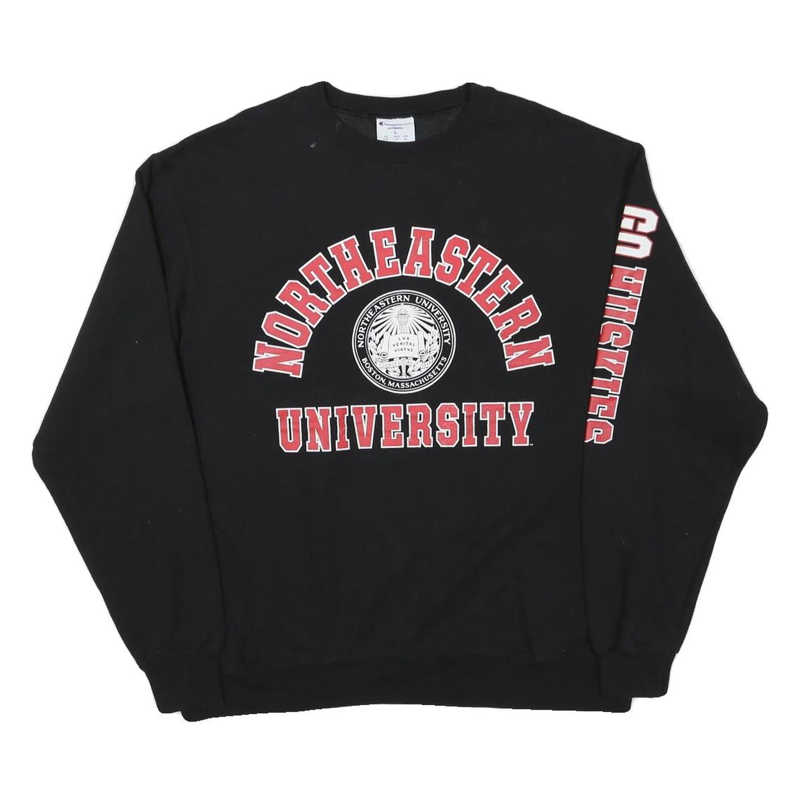 CHAMPION Mens Black Northeastern University Crew Neck Sweatshirt L Cotton Blend Refurbished - N/A refurbished available on Cerqular