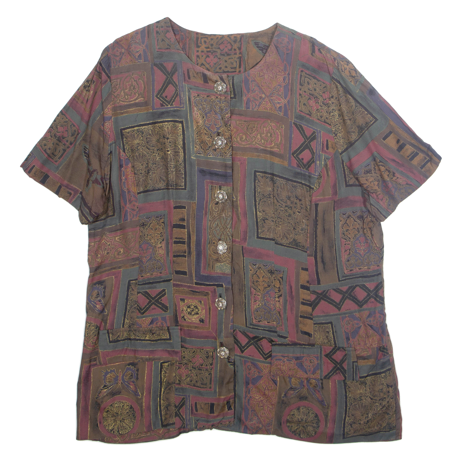 Womens Printed Blouse Brown Crazy Pattern XL Refurbished - N/A refurbished available on Cerqular