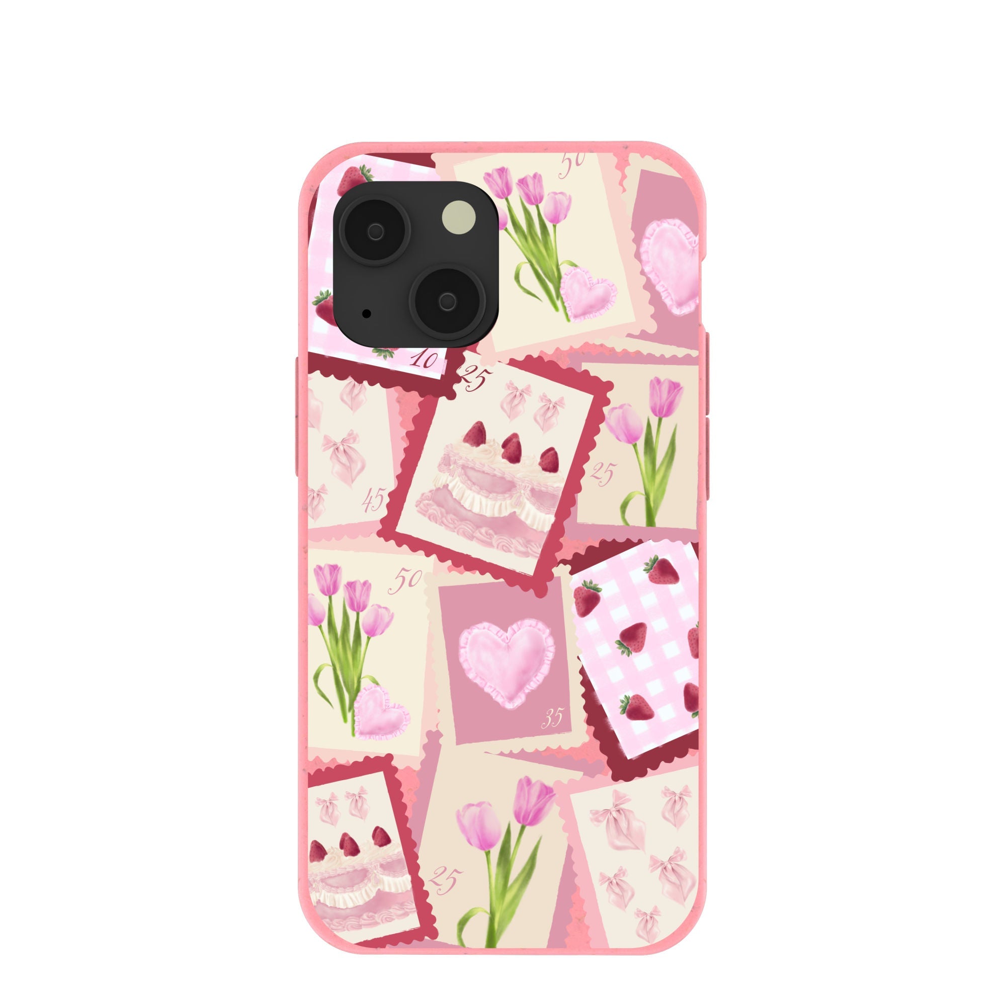 Bubblegum Pink Love Letters iPhone 13 Mini Case Refurbished - Pela Case refurbished available on Cerqular
